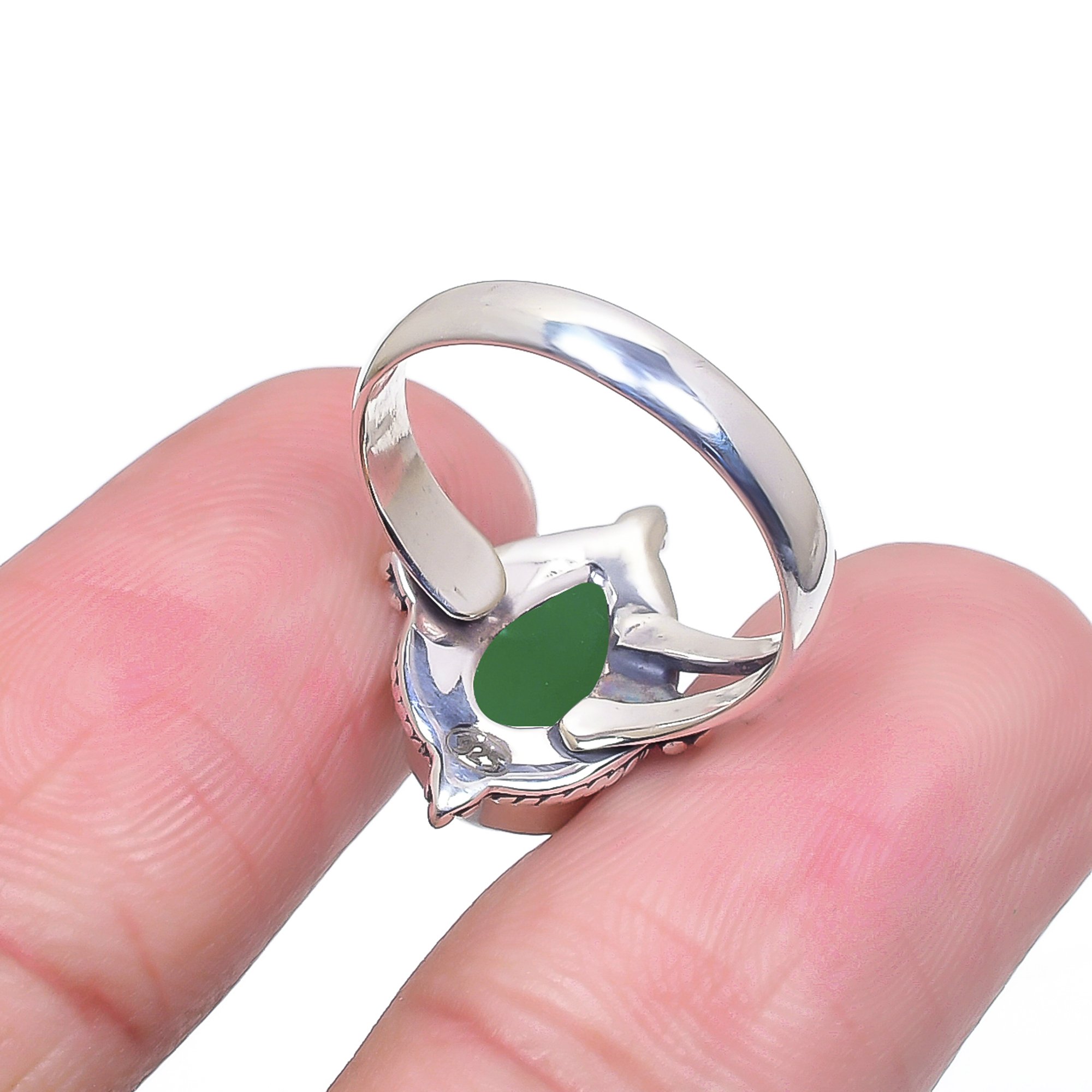 Emerald Simulated 925 Sterling Silver Ring