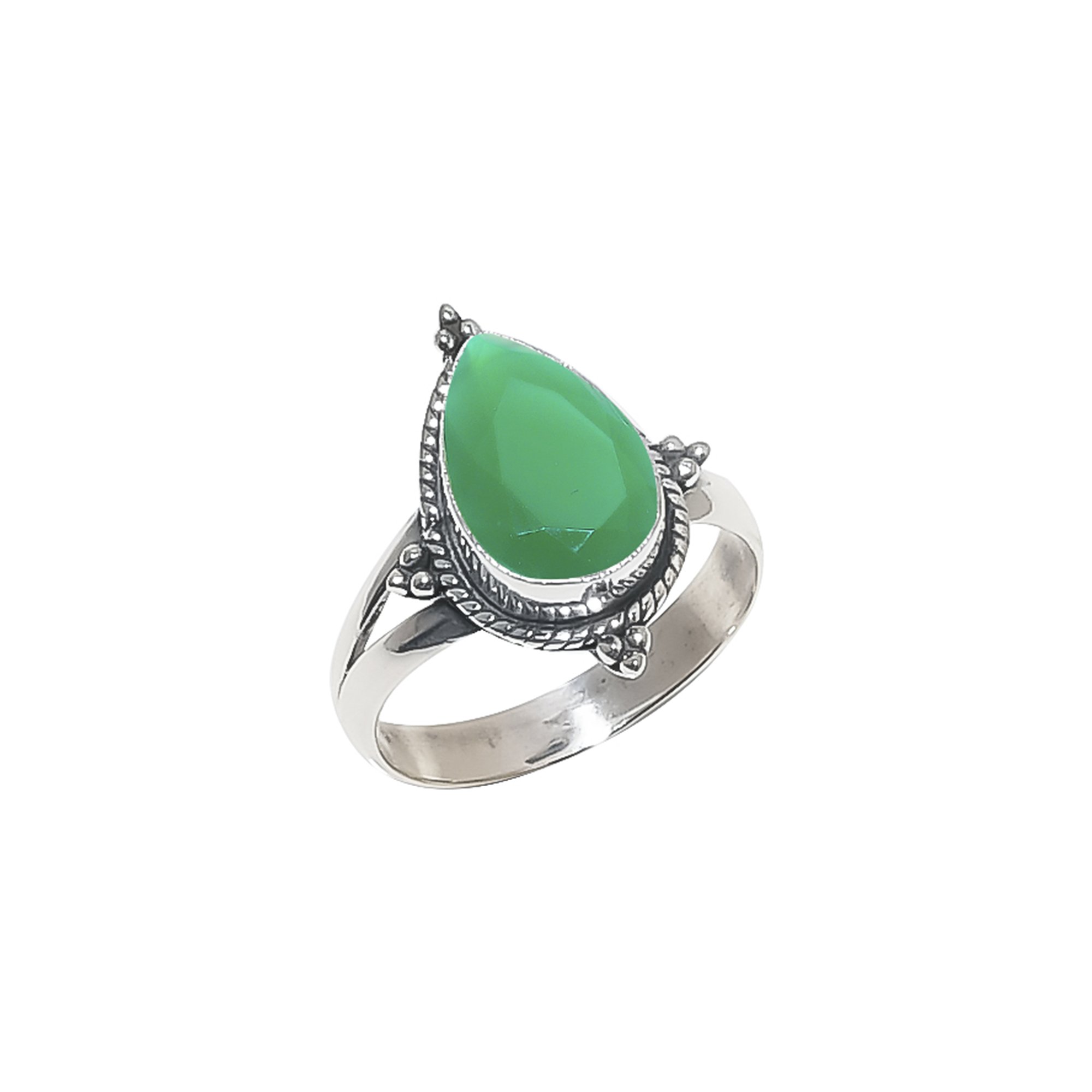 Emerald Simulated 925 Sterling Silver Ring