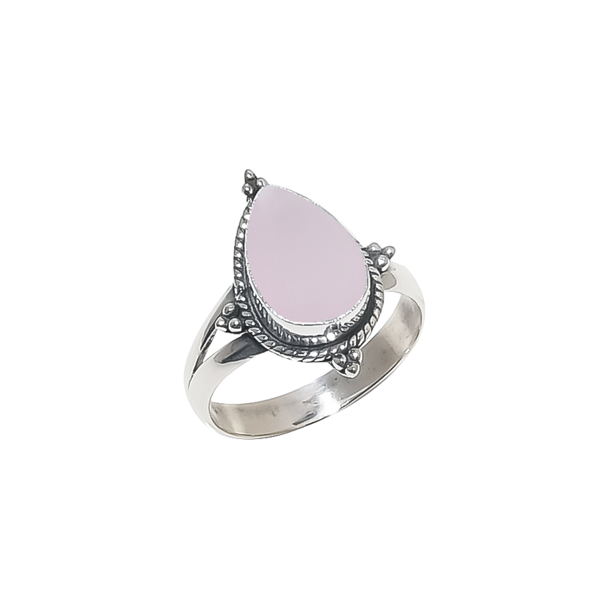 Pink Rose Quartz - Simulated 925 Sterling Silver Ring
