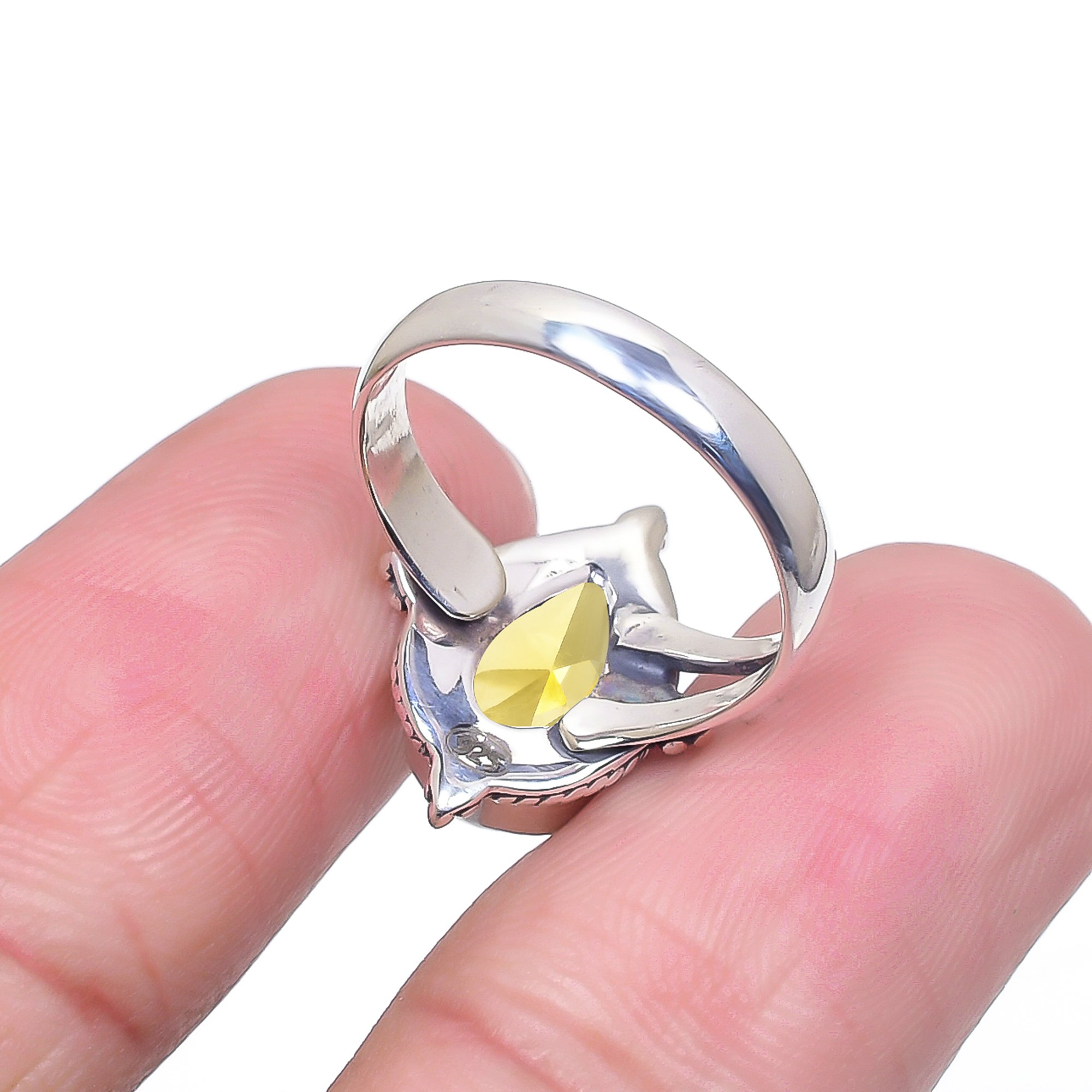 Lemon Quartz - Simulated 925 Sterling Silver Ring