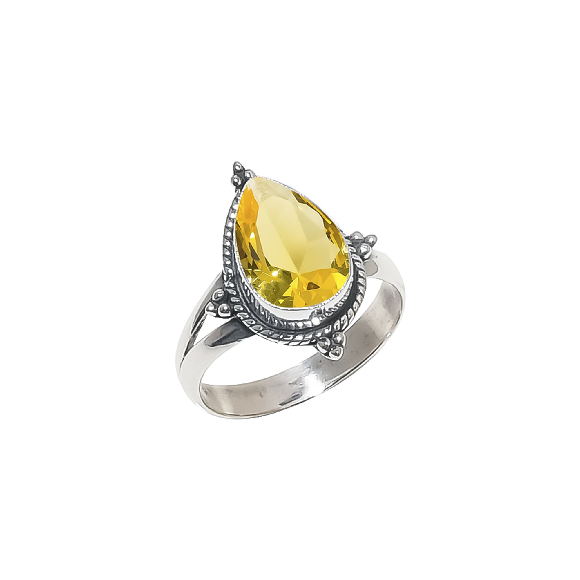 Lemon Quartz - Simulated 925 Sterling Silver Ring