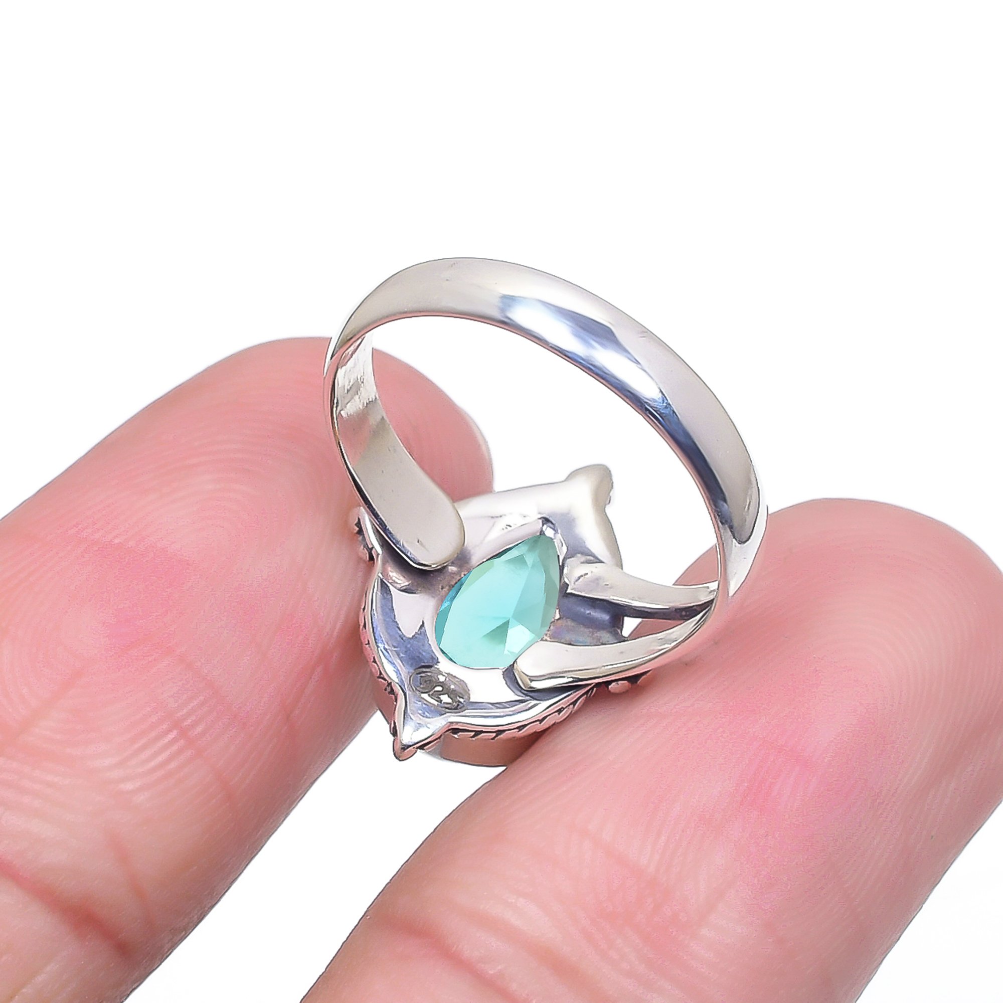Teal Tourmaline - Simulated 925 Sterling Silver Ring