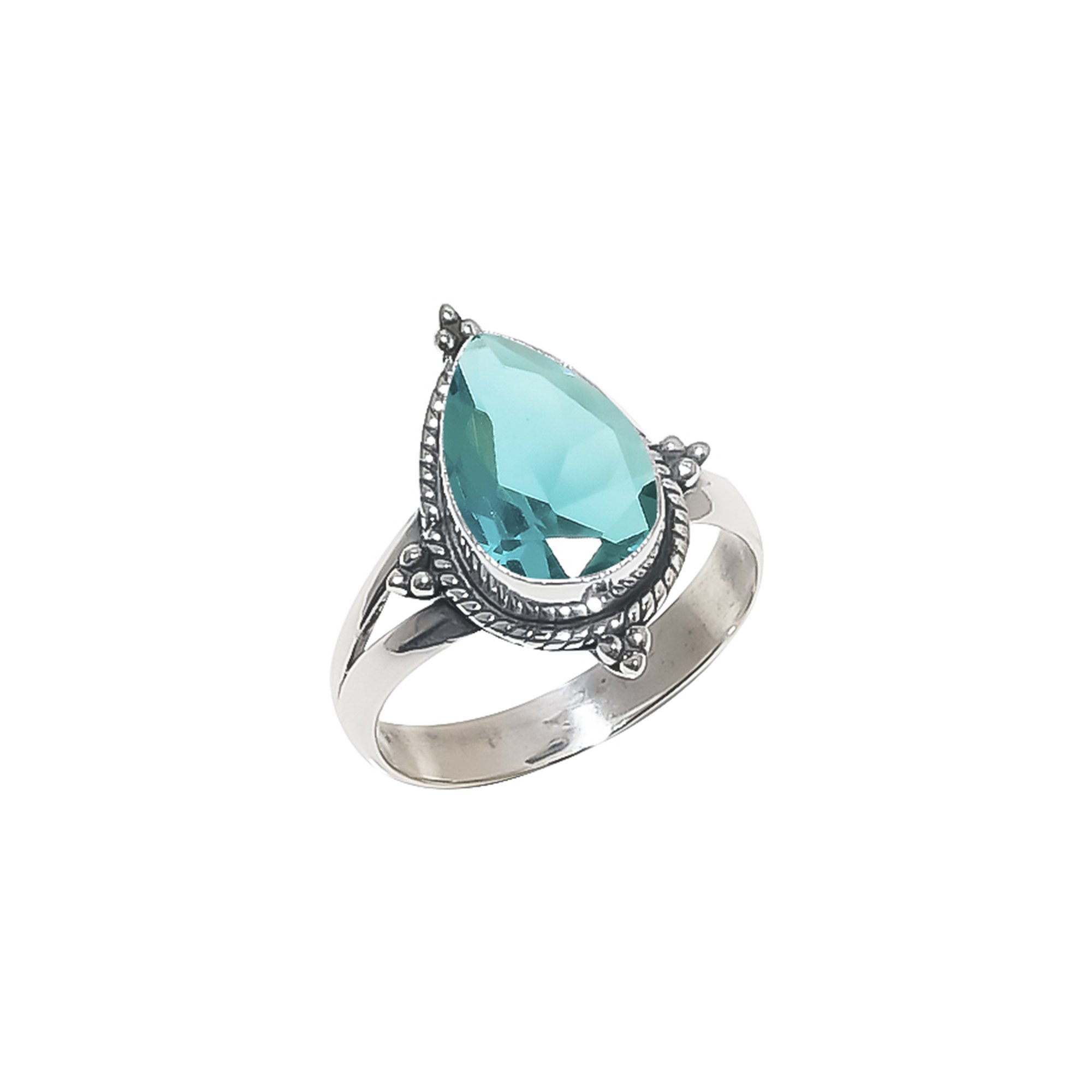 Teal Tourmaline - Simulated 925 Sterling Silver Ring