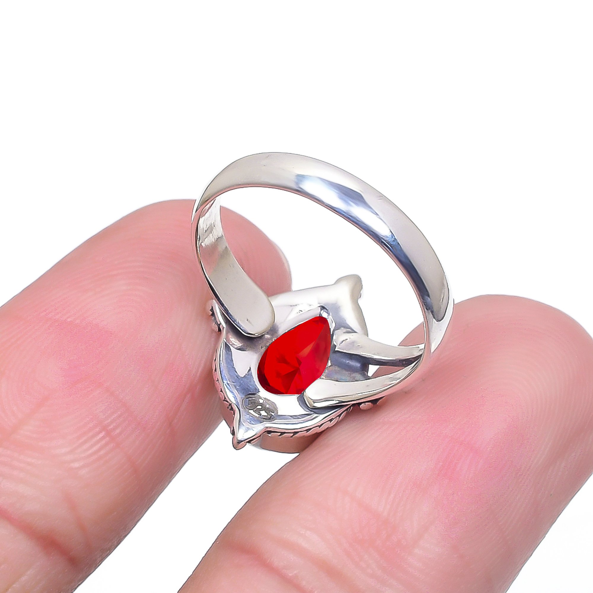 Red Garnet - Simulated 925 Sterling Silver Ring