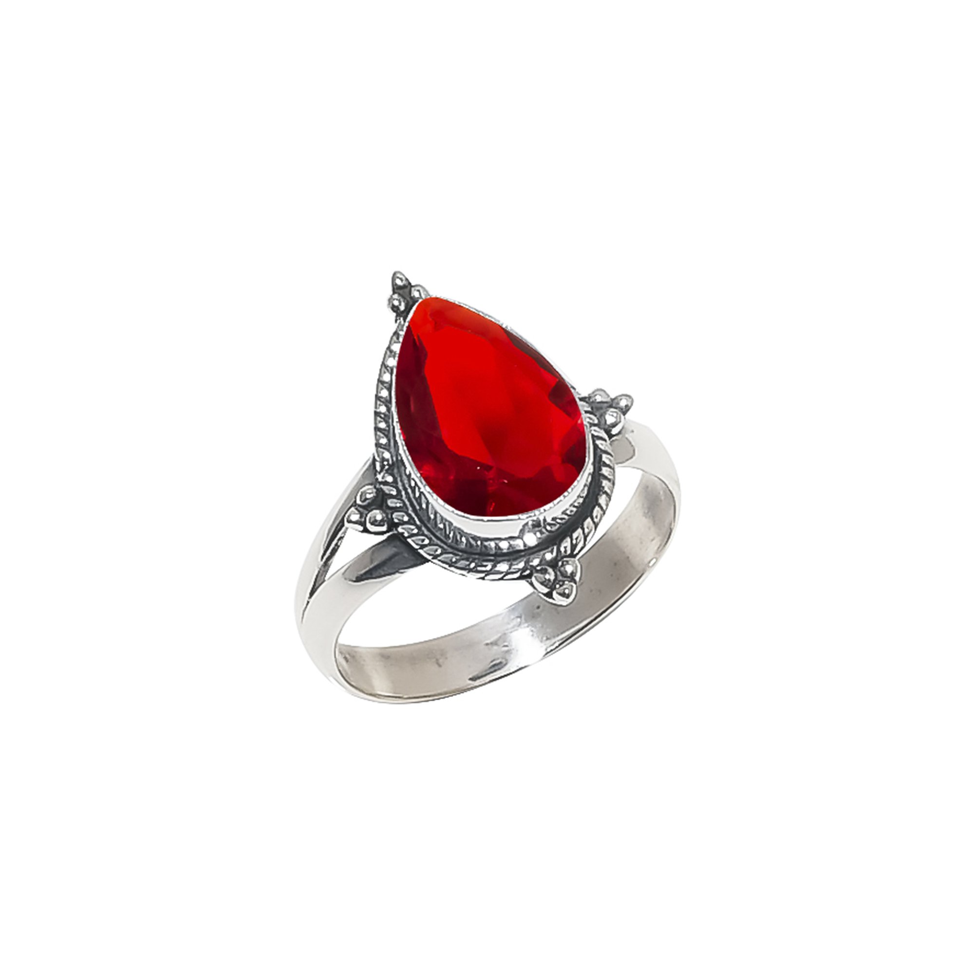 Red Garnet - Simulated 925 Sterling Silver Ring