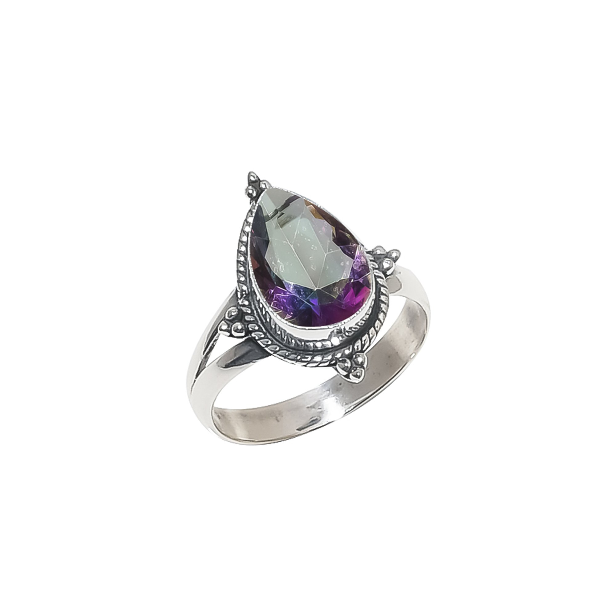 Rainbow Mystic Fire Topaz - Simulated 925 Sterling Silver Ring