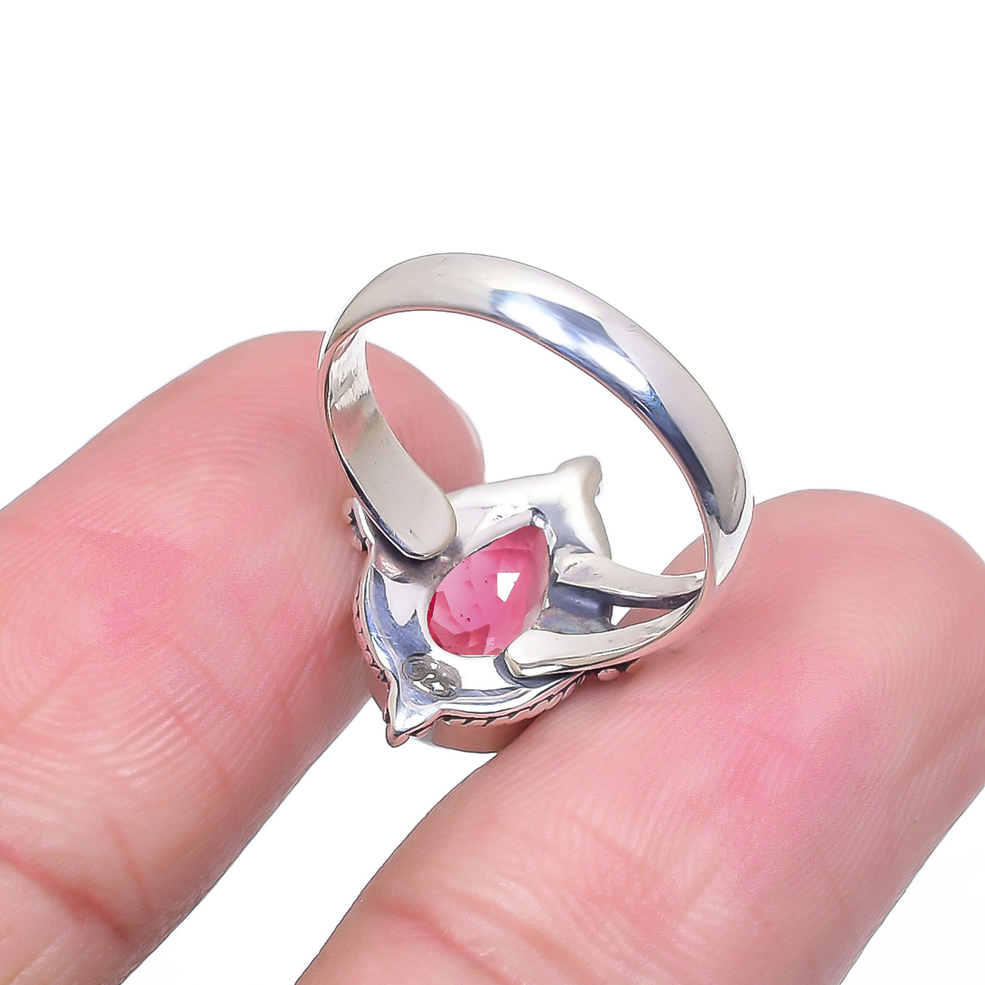 Pink Rubellite Tourmaline - Simulated 925 Sterling Silver Ring