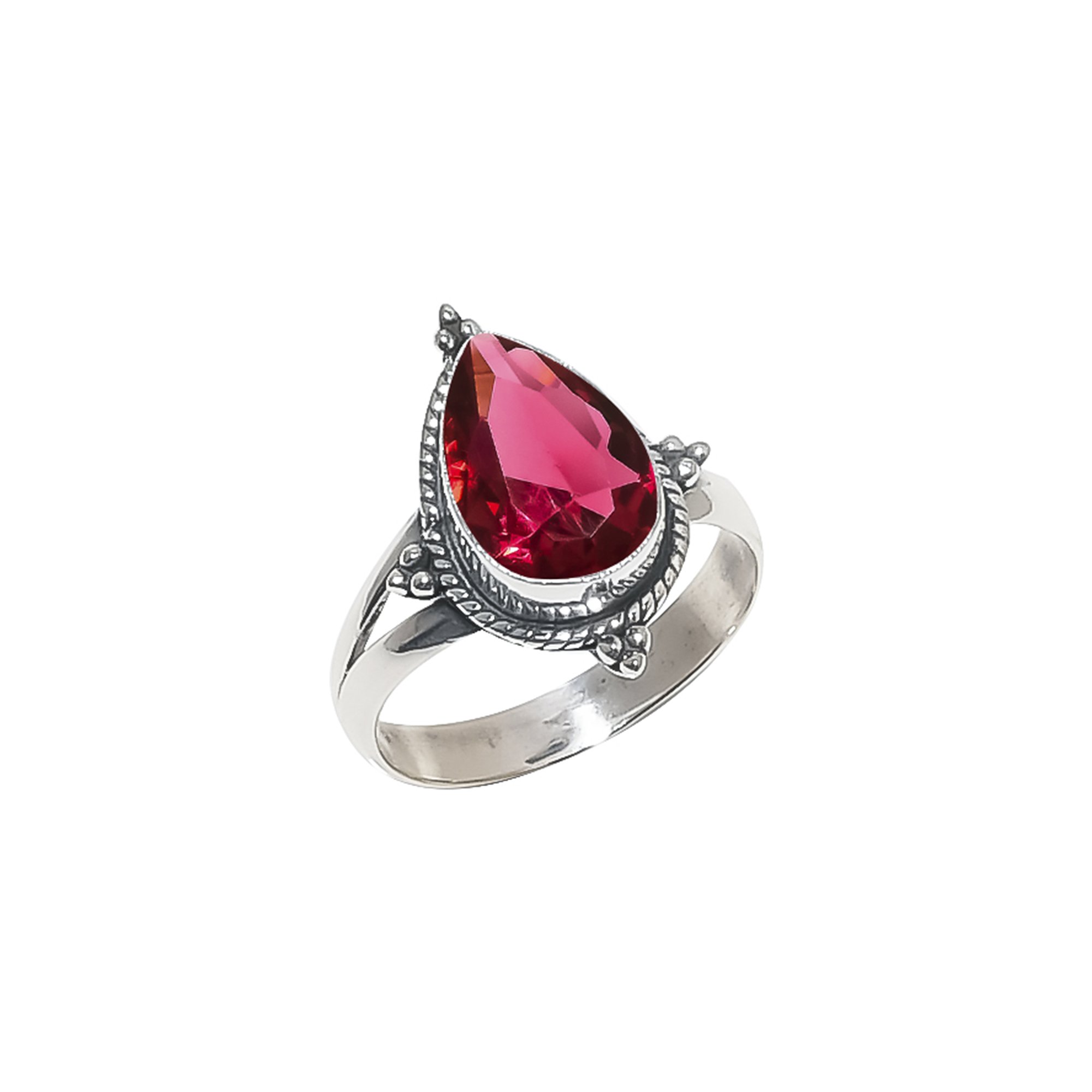 Pink Rubellite Tourmaline - Simulated 925 Sterling Silver Ring