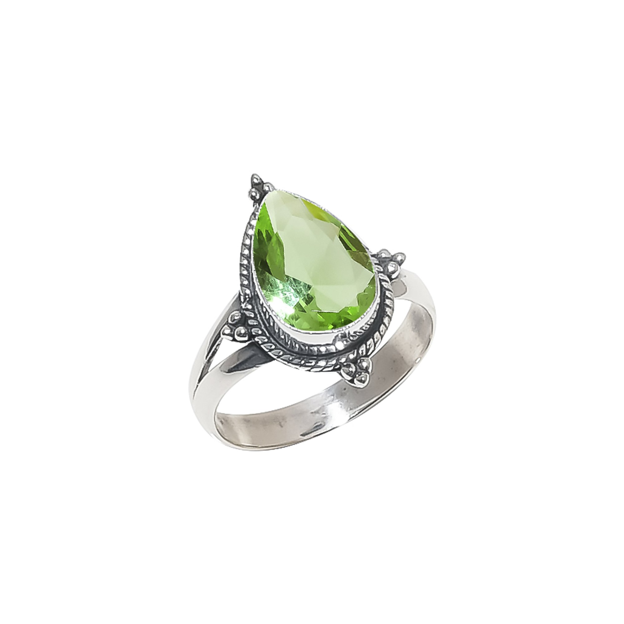 Green Amethyst - Simulated 925 Sterling Silver Ring