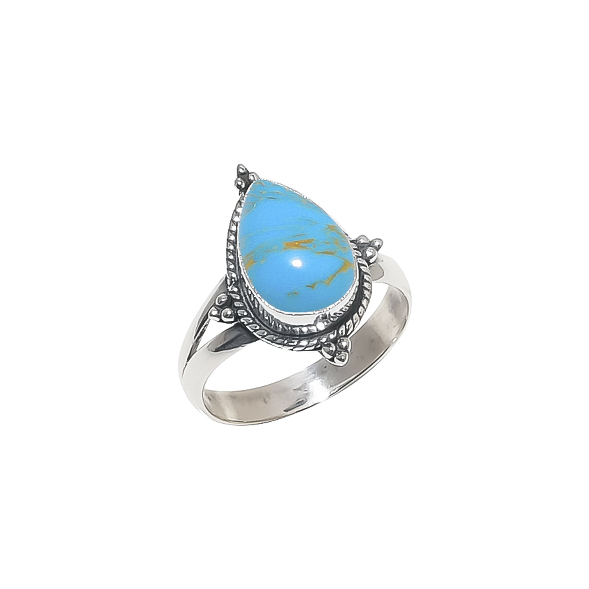 Copper Blue Turquoise - Simulated 925 Sterling Silver Ring