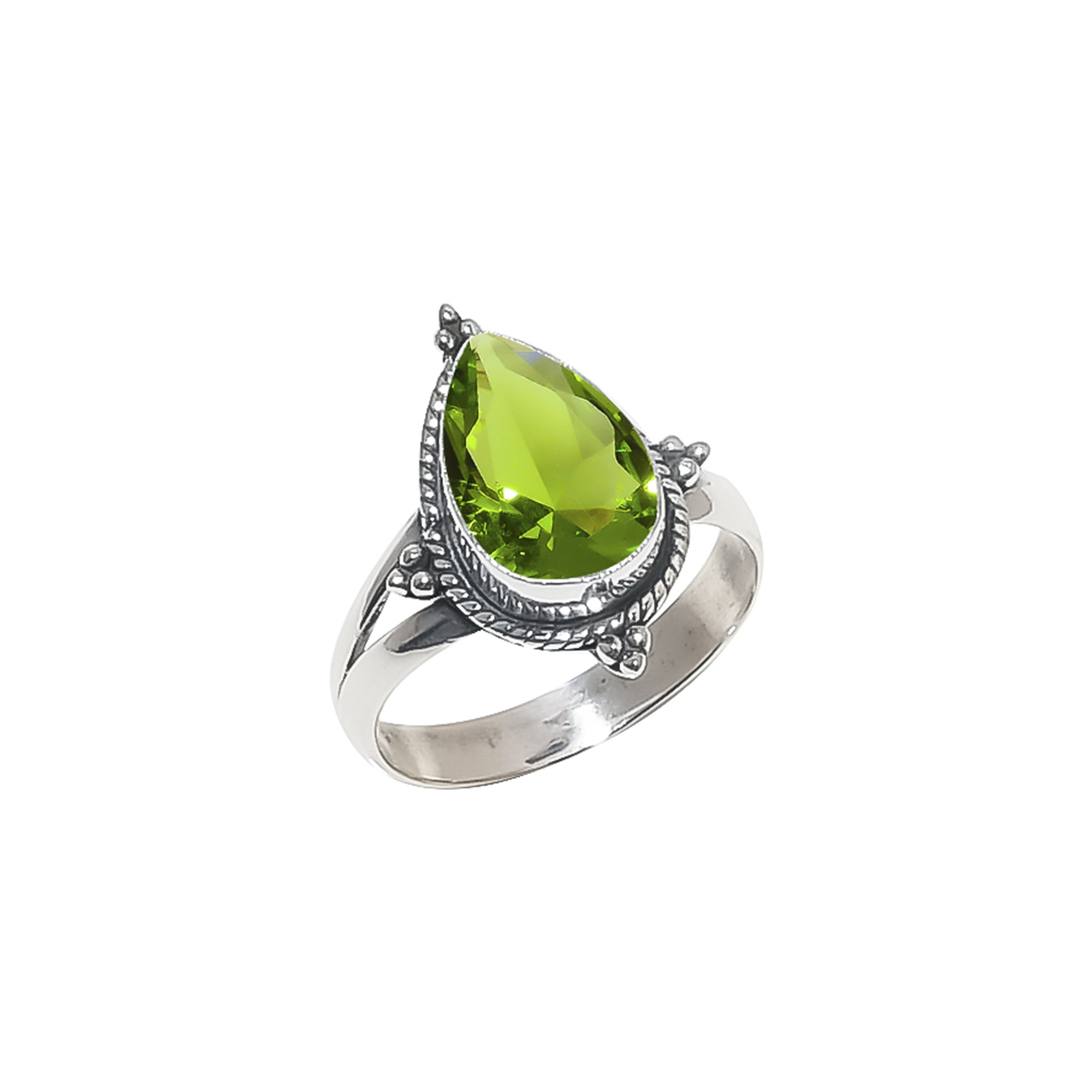 Peridot - Simulated 925 Sterling Silver Ring