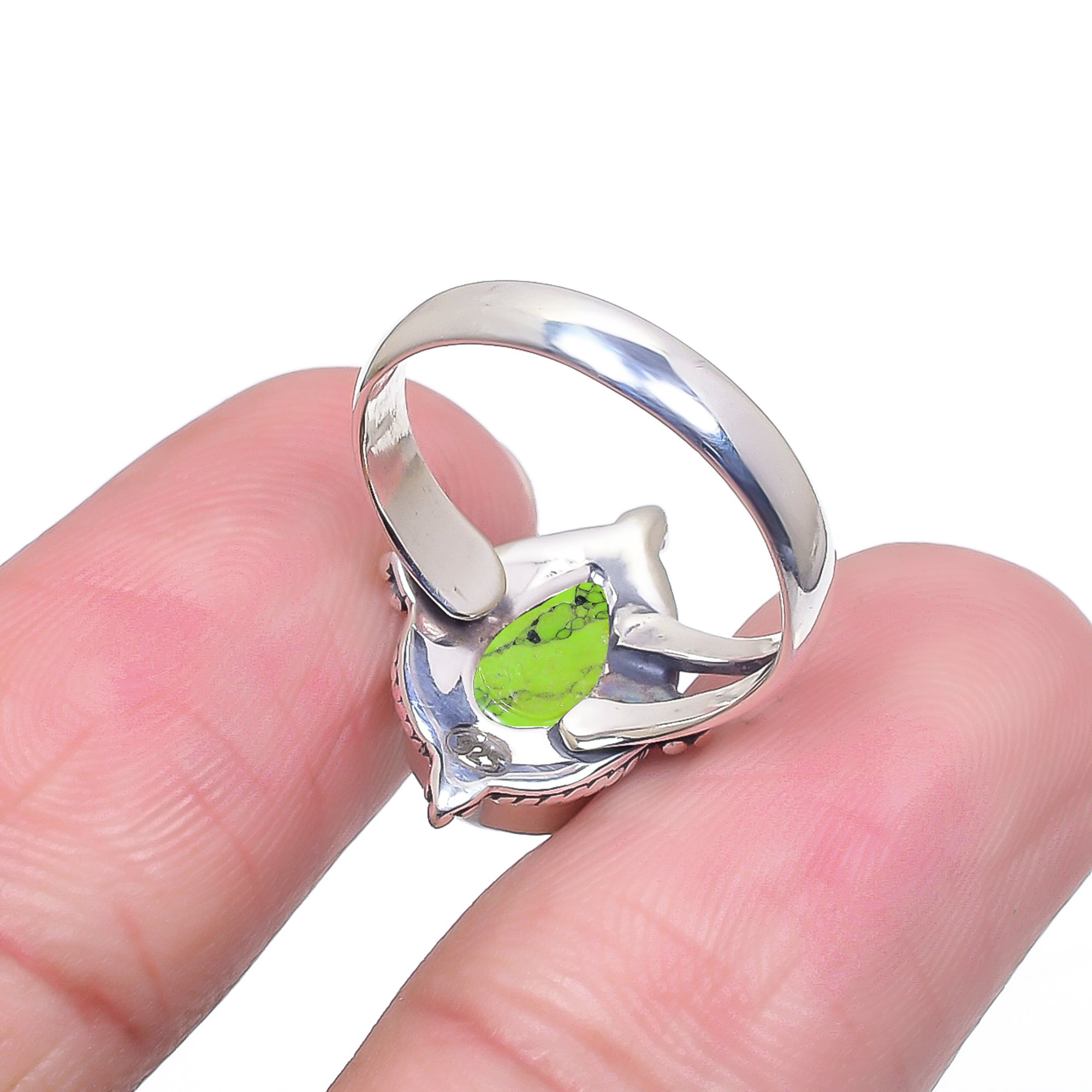 Green Turquoise - Simulated 925 Sterling Silver Ring