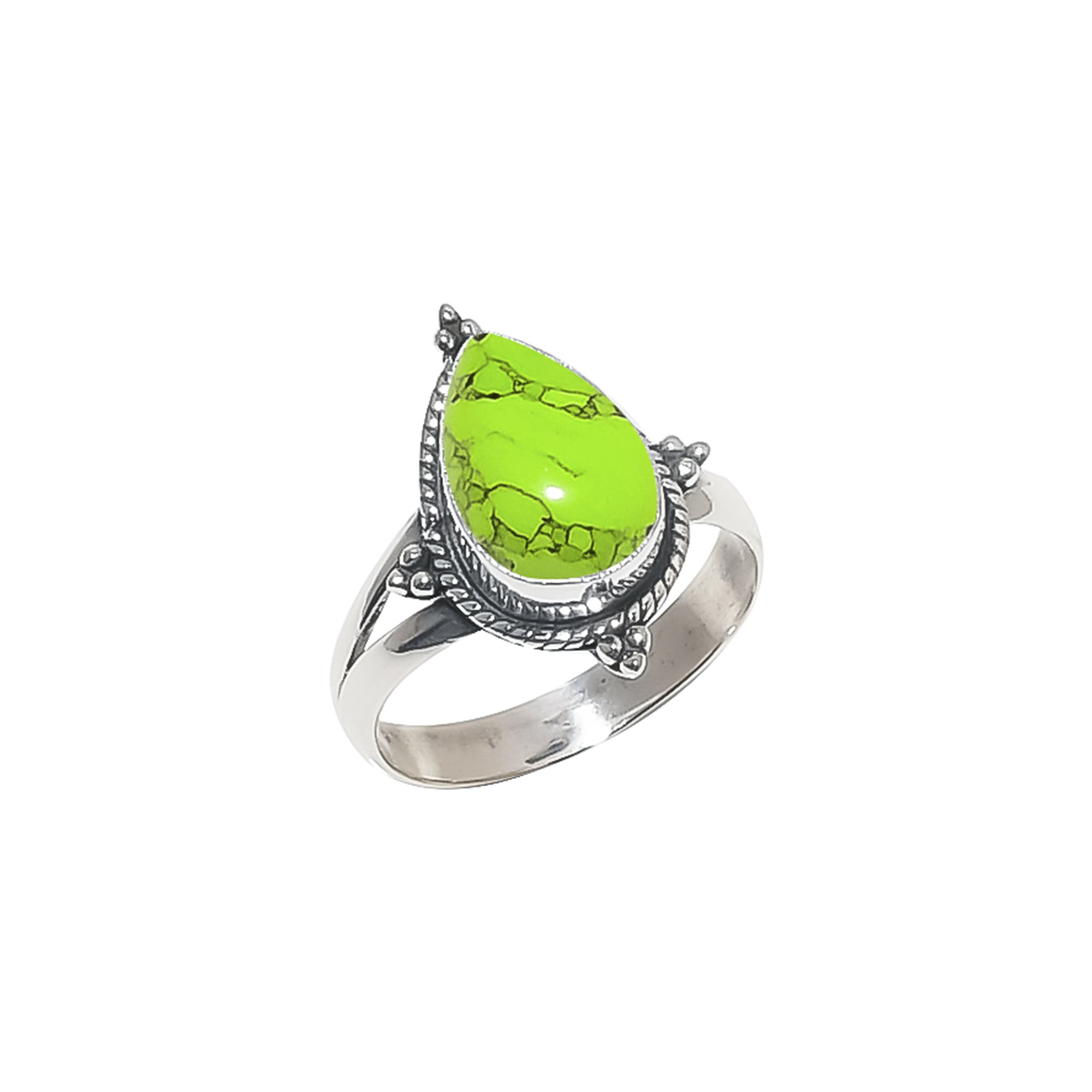Green Turquoise - Simulated 925 Sterling Silver Ring