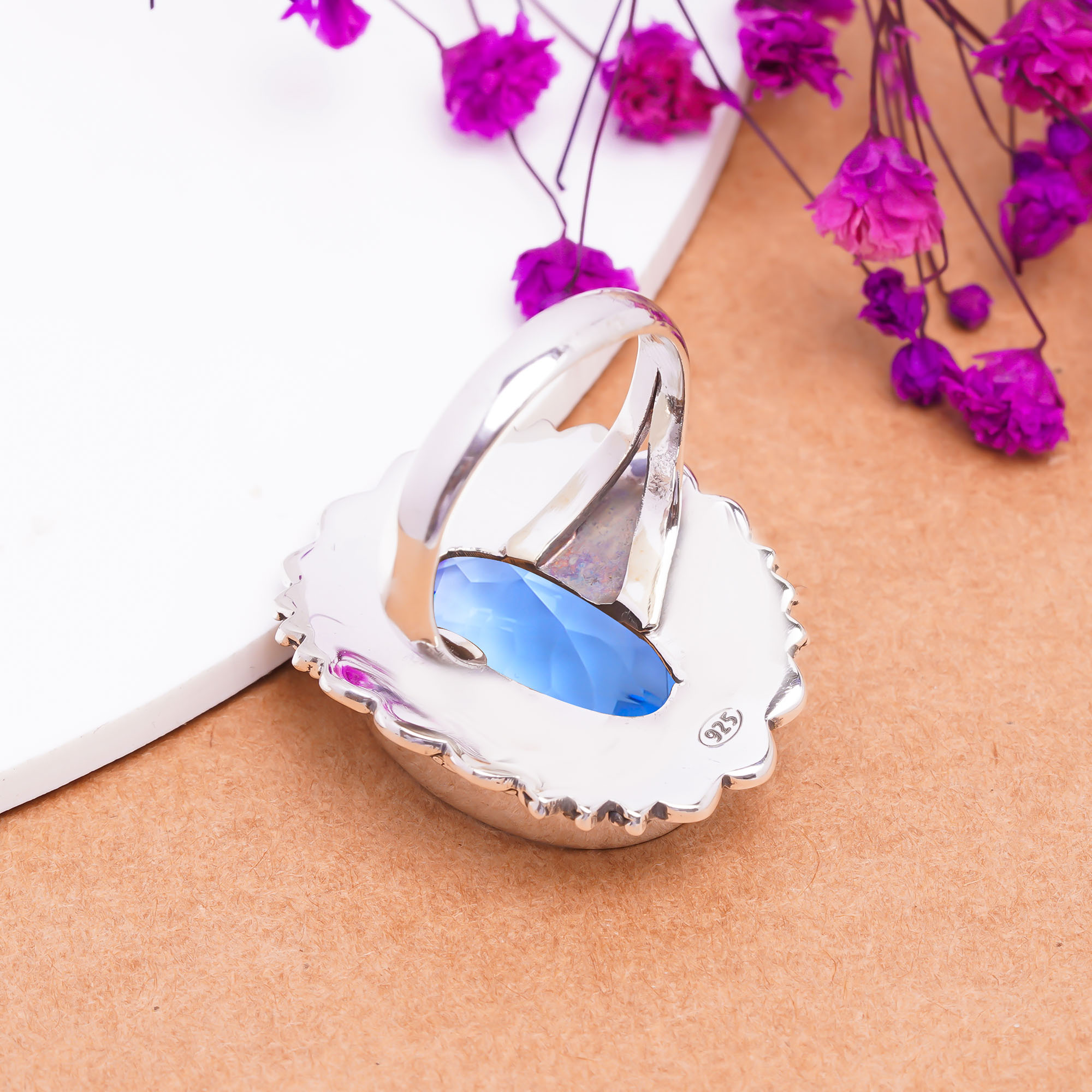 Tanzanite - Simulated Gemstone 925 Sterling Silver Ring