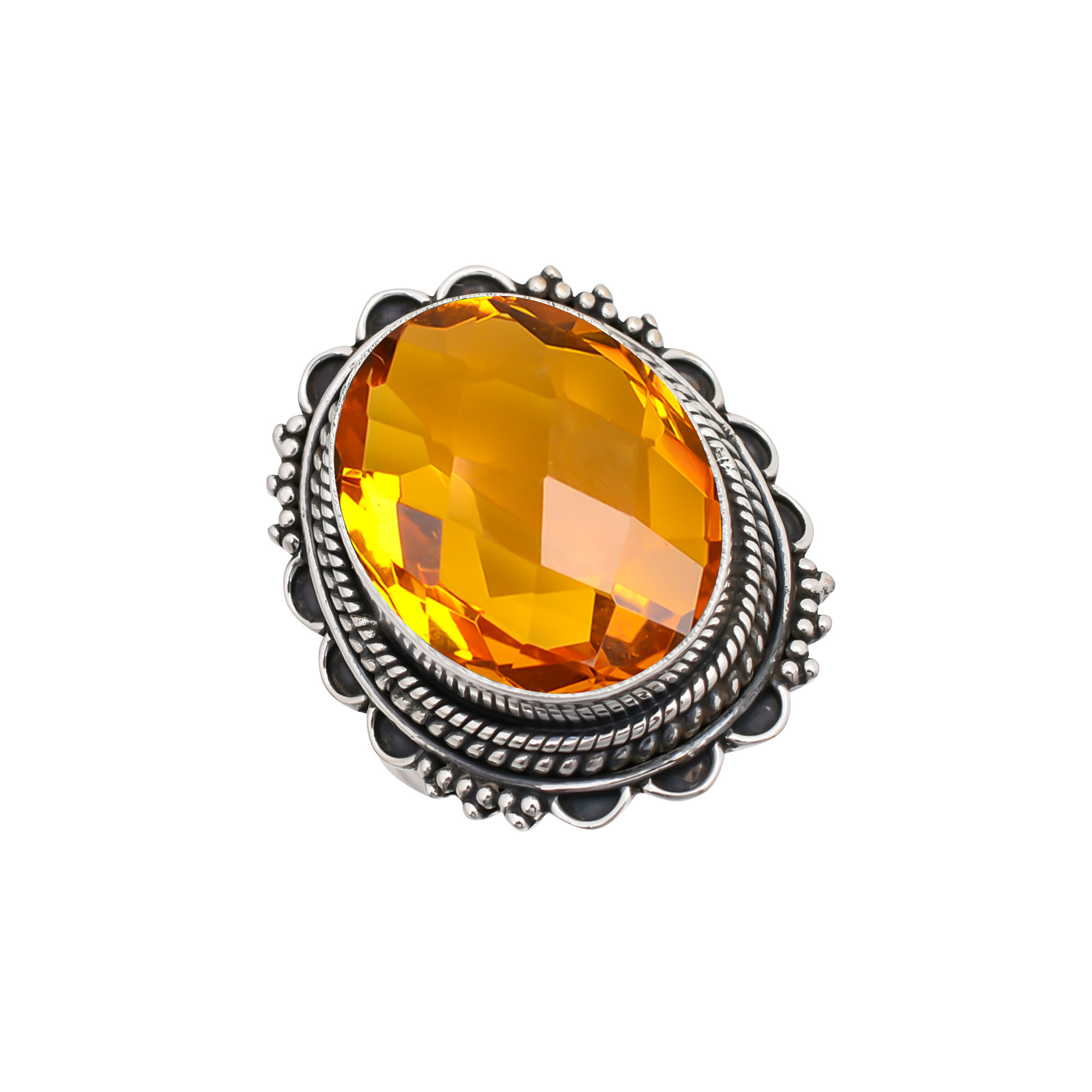 Citrine - Simulated Gemstone 925 Sterling Silver Ring