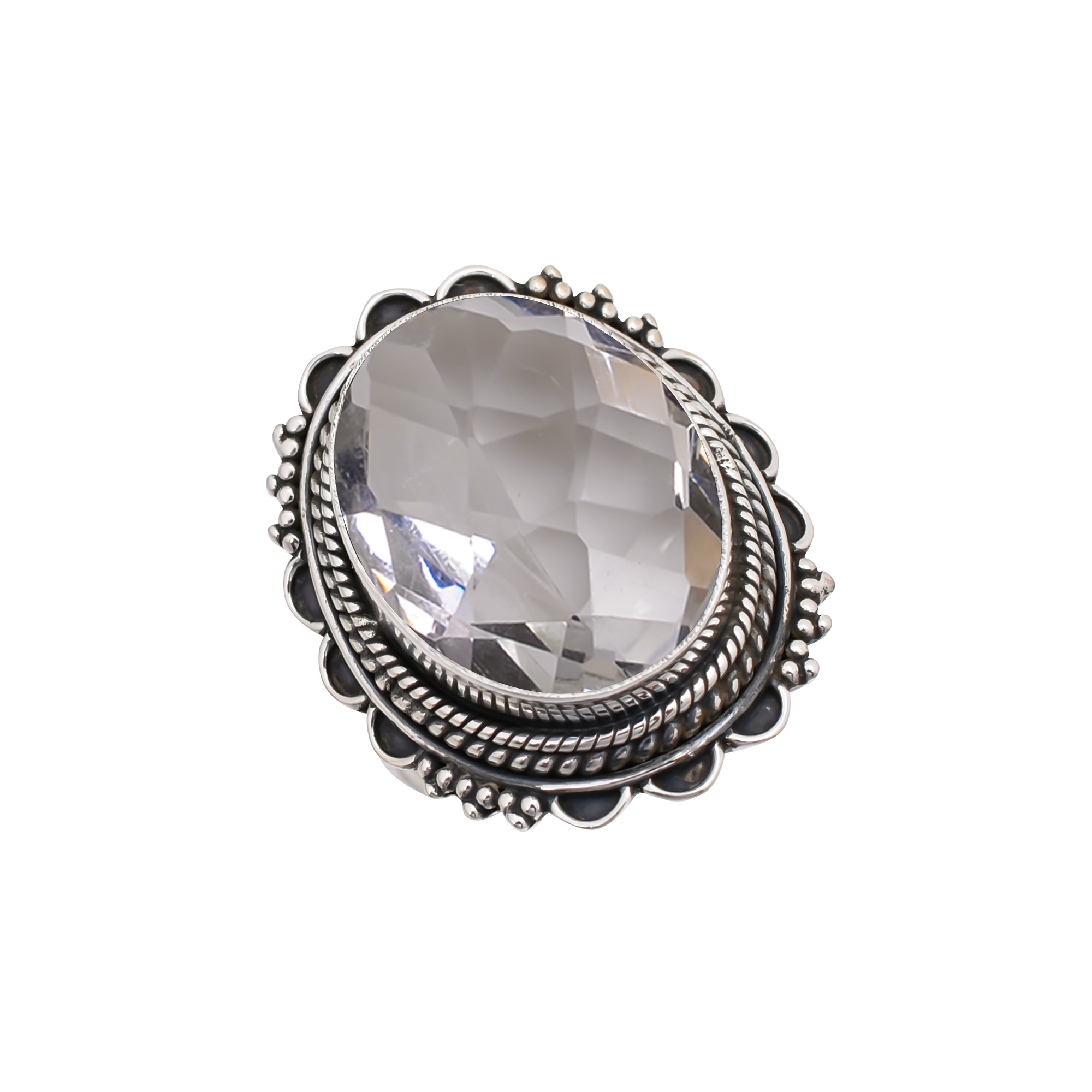 White Topaz - Simulated Gemstone 925 Sterling Silver Ring