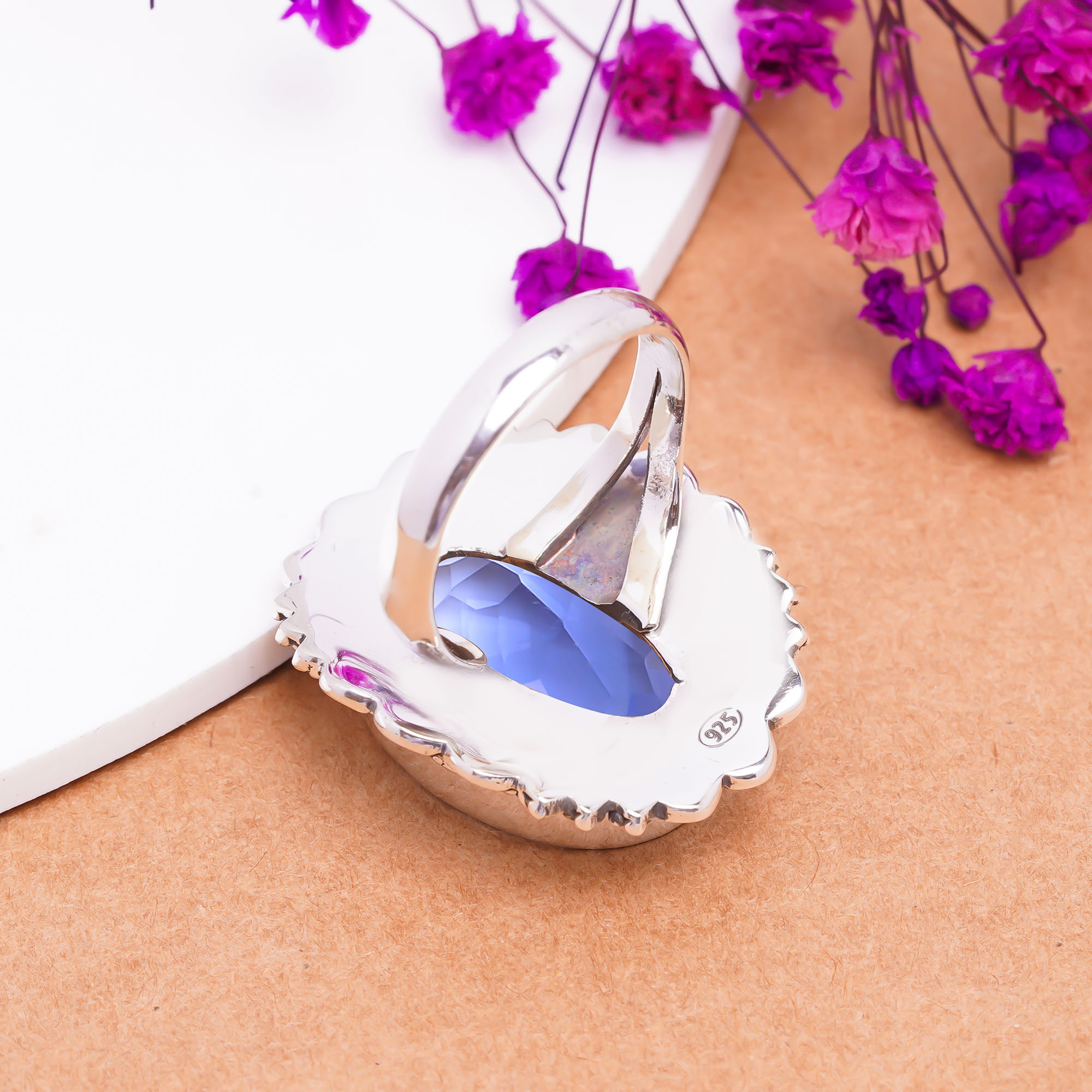Iolite - Simulated Gemstone 925 Sterling Silver Ring