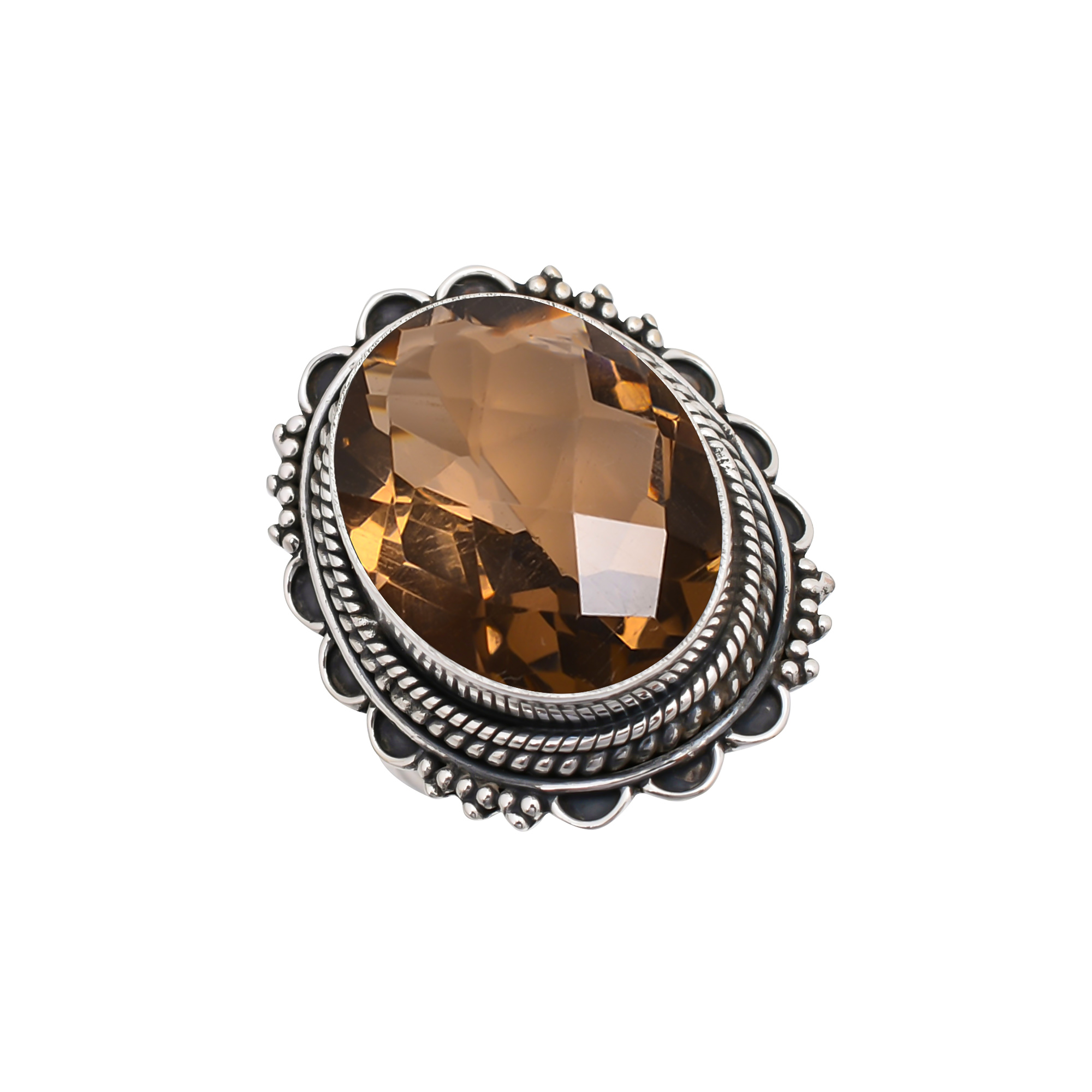 Smokey - Simulated Gemstone 925 Sterling Silver Ring