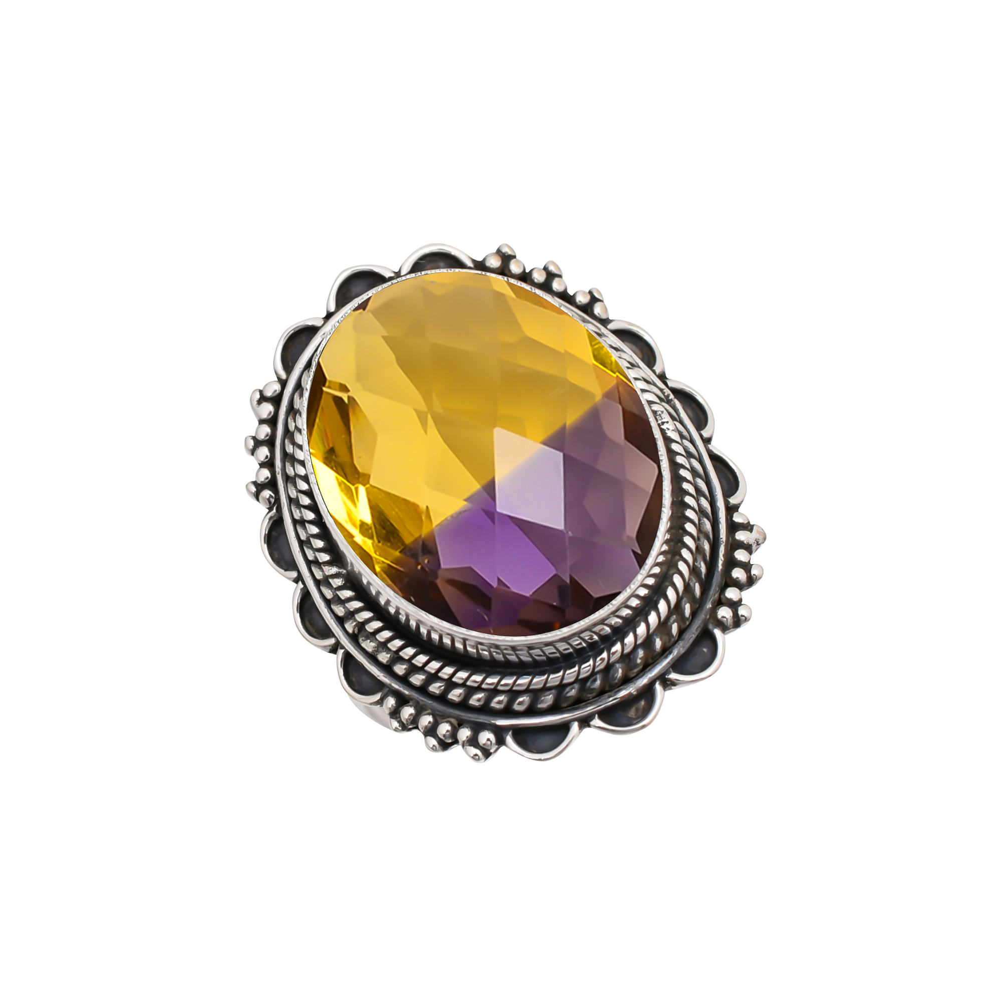 Ametrine - Simulated Gemstone 925 Sterling Silver Ring