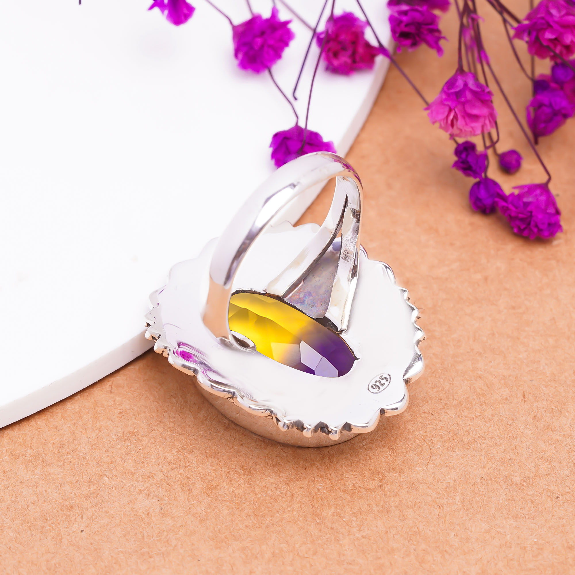 Ametrine - Simulated Gemstone 925 Sterling Silver Ring
