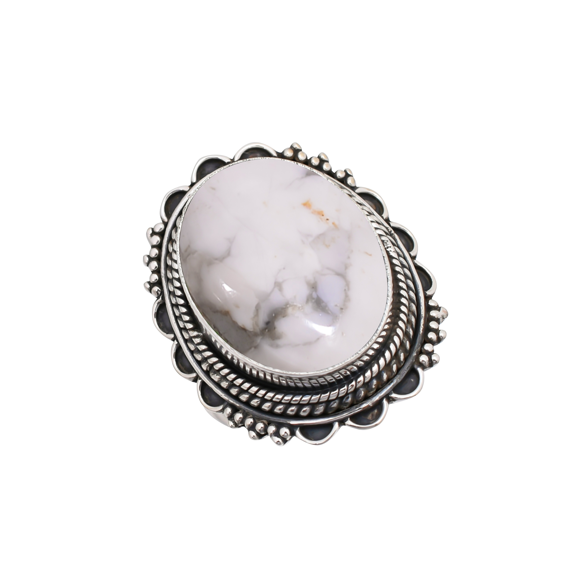 Natural White Howlite - United States Gemstone 925 Sterling Silver Ring