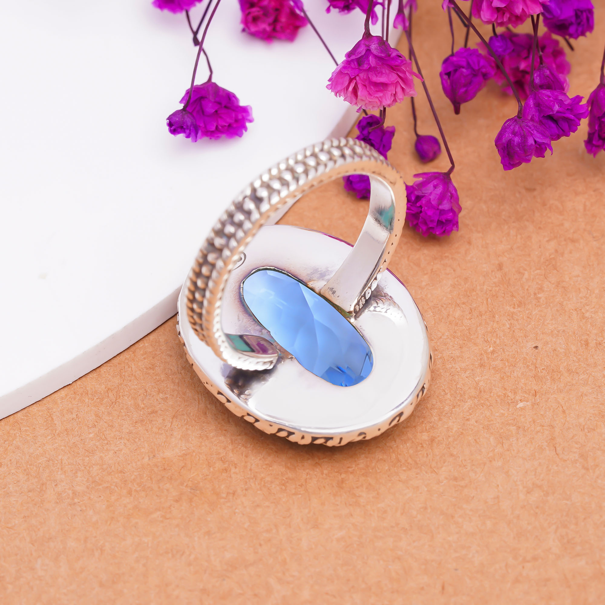 Tanzanite - Simulated Gemstone 925 Sterling Silver Ring