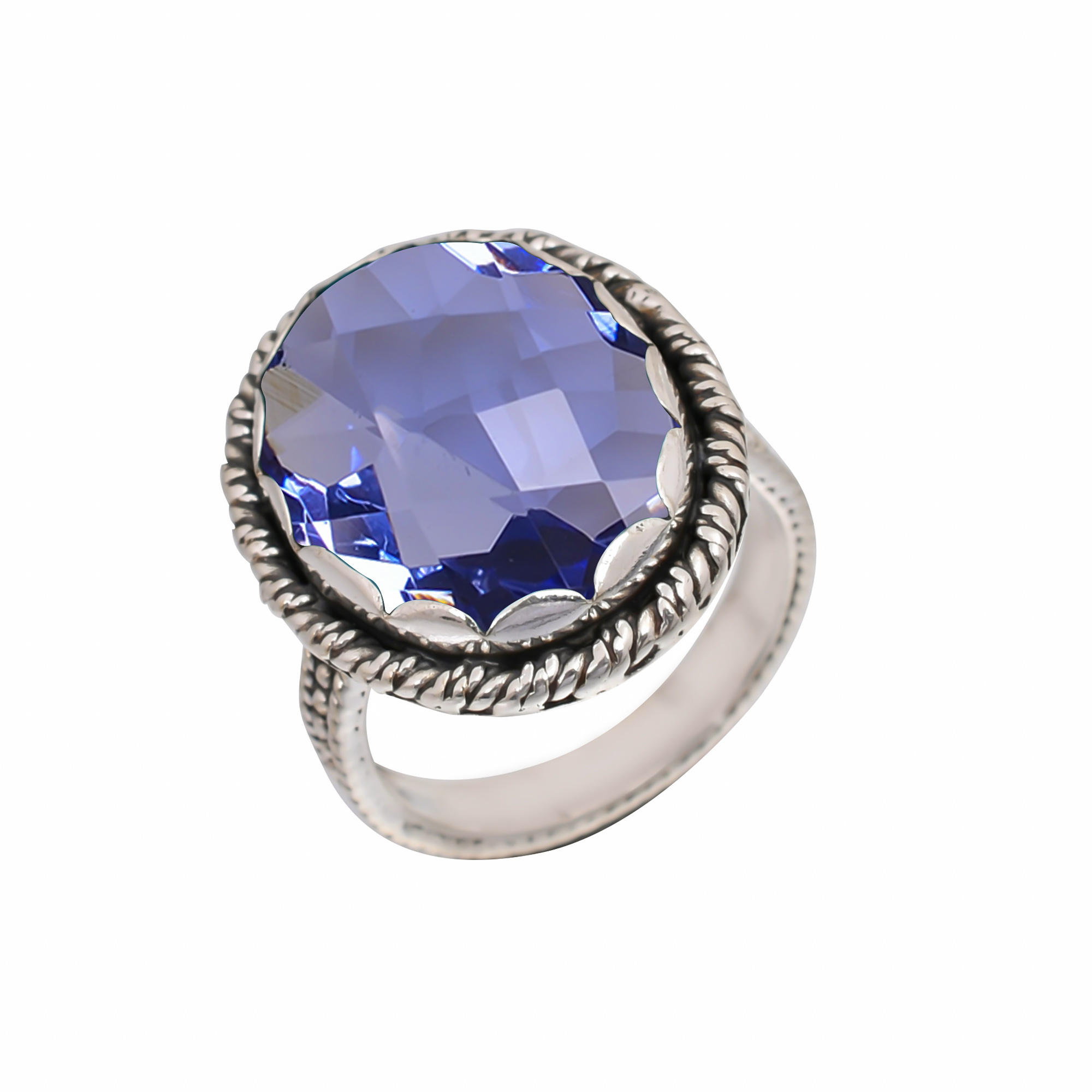 Iolite - Simulated Gemstone 925 Sterling Silver Ring
