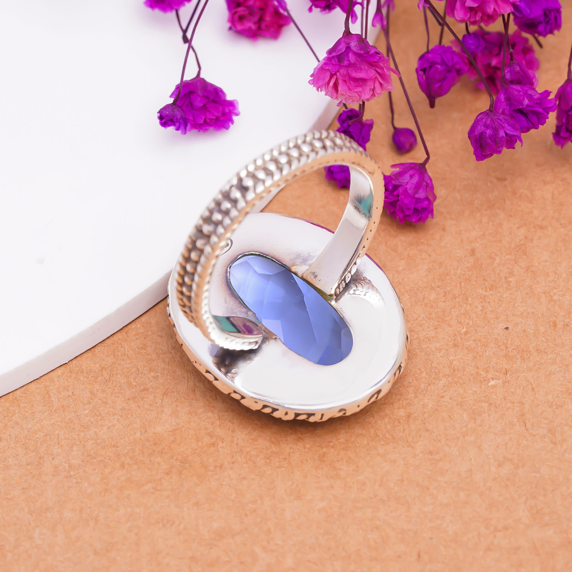 Iolite - Simulated Gemstone 925 Sterling Silver Ring