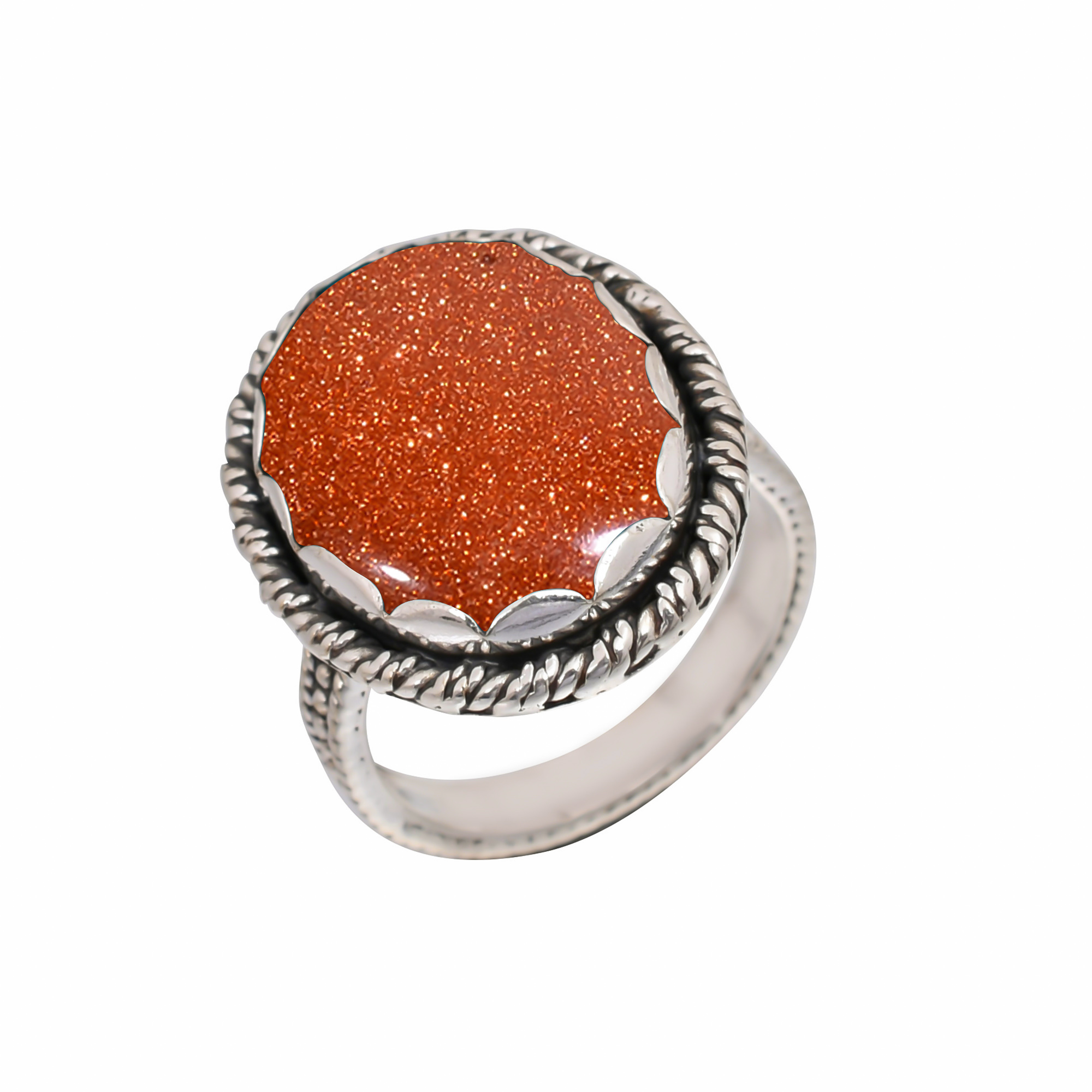 Golden Sunstone - Simulated Gemstone 925 Sterling Silver Ring