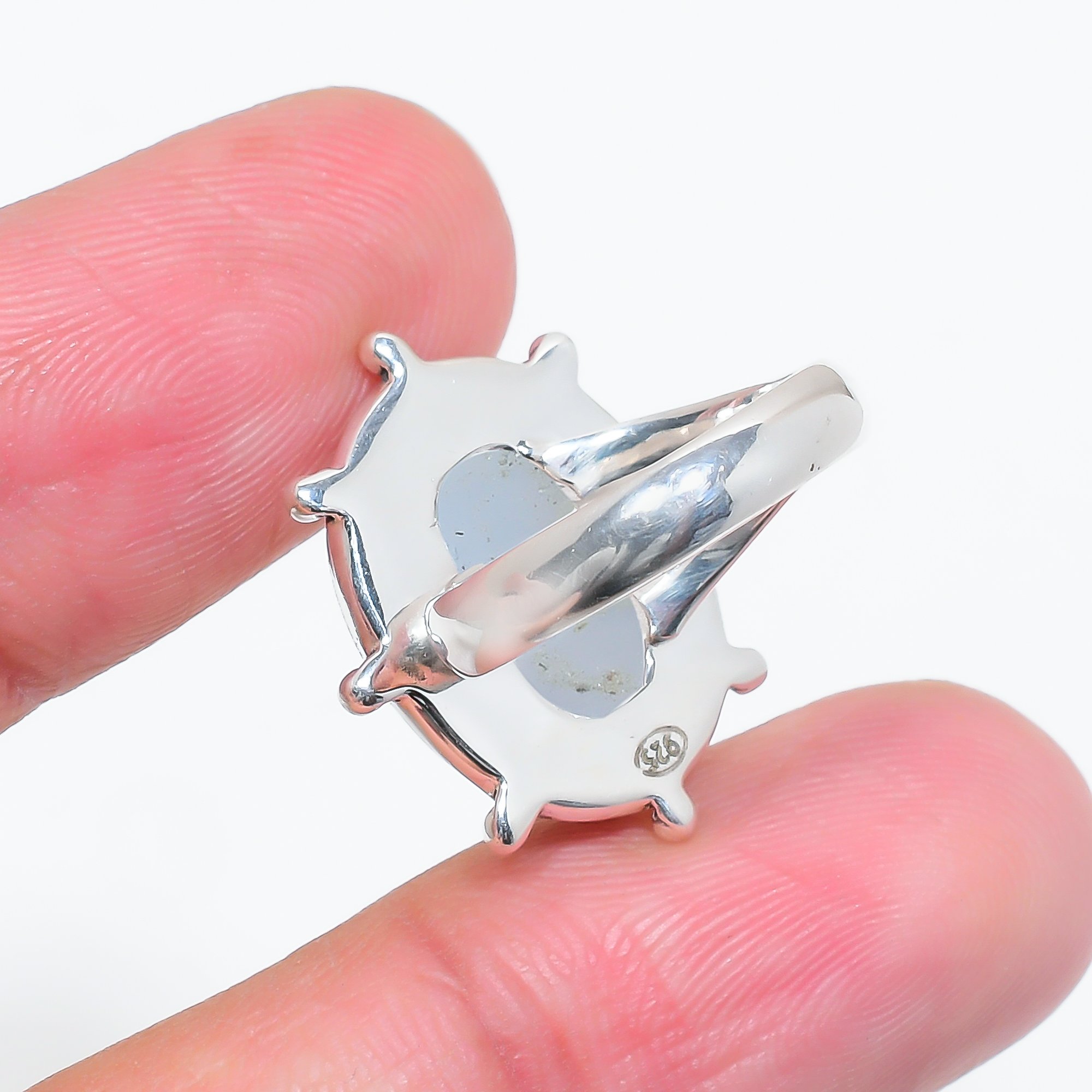Silver Titanium Agate Drusy 925 Sterling Silver Ring