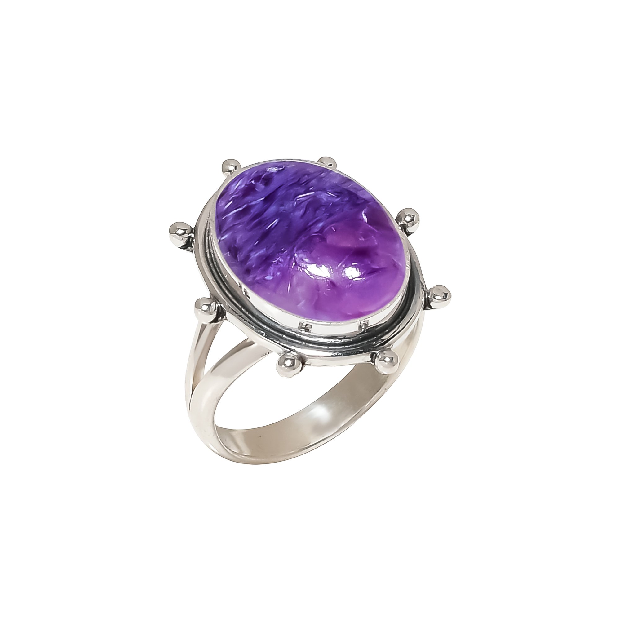 Purple Charoite - Siberia 925 Sterling Silver Ring