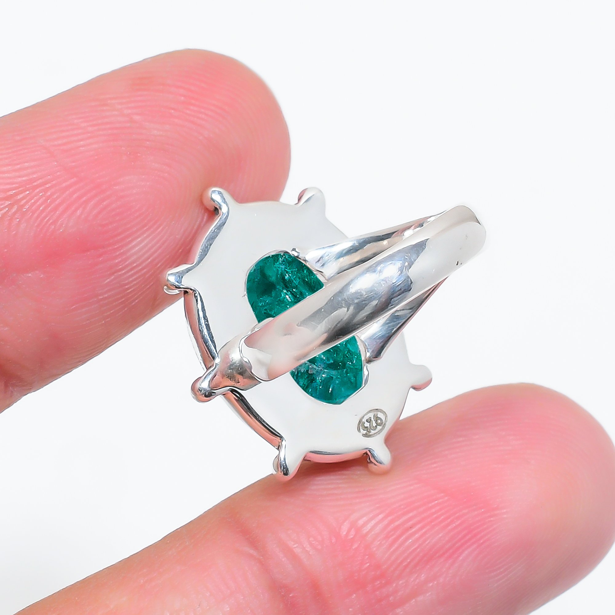 Emerlad - Dyed Quartz 925 Sterling Silver Ring