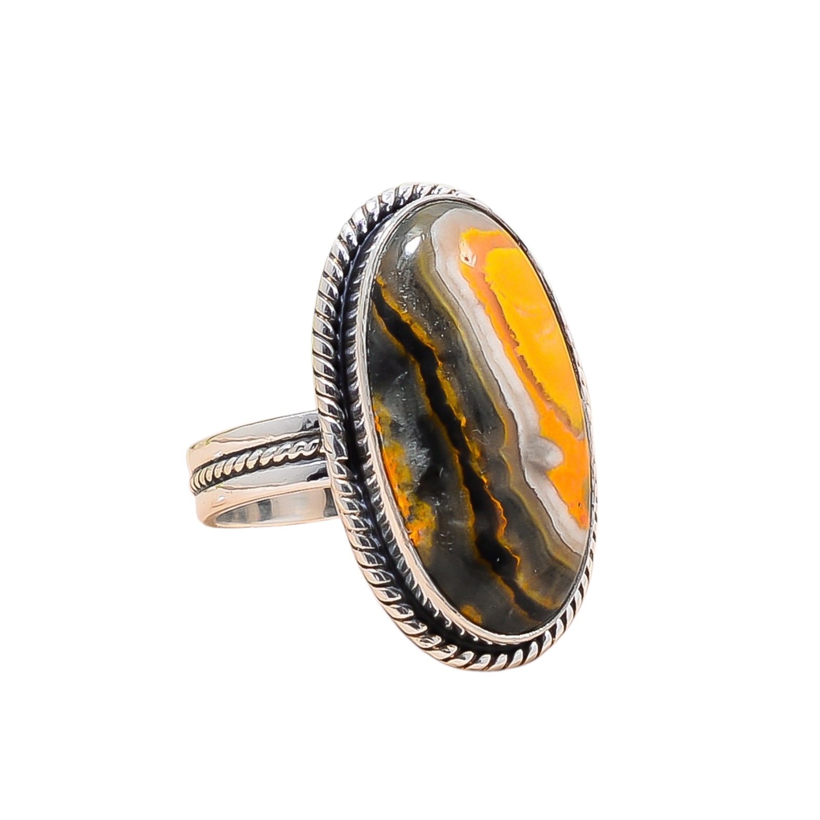Bumble Bee Jasper - Indonesia 925 Sterling Silver Ring