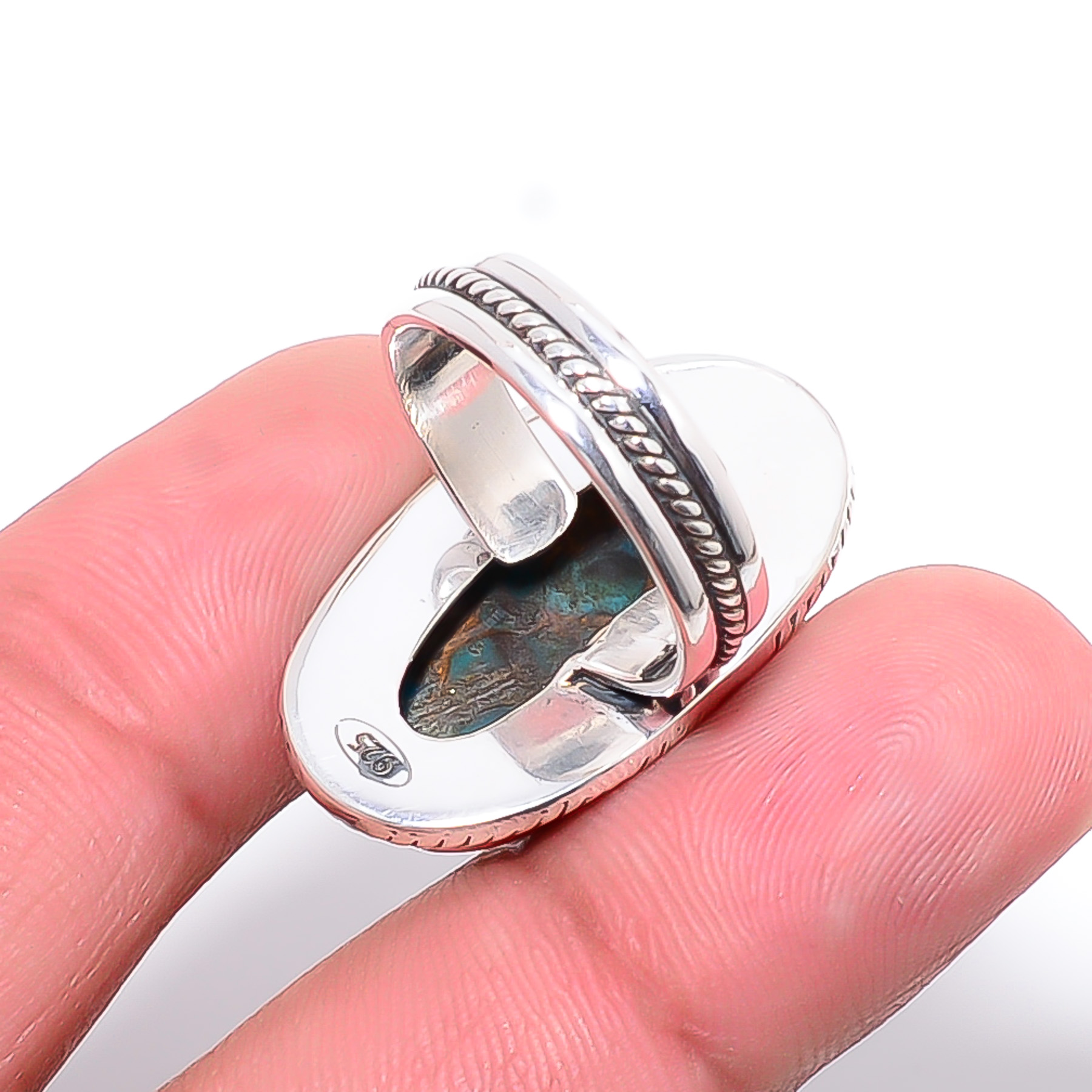 Copper Blue Turquoise 925 Sterling Silver Ring