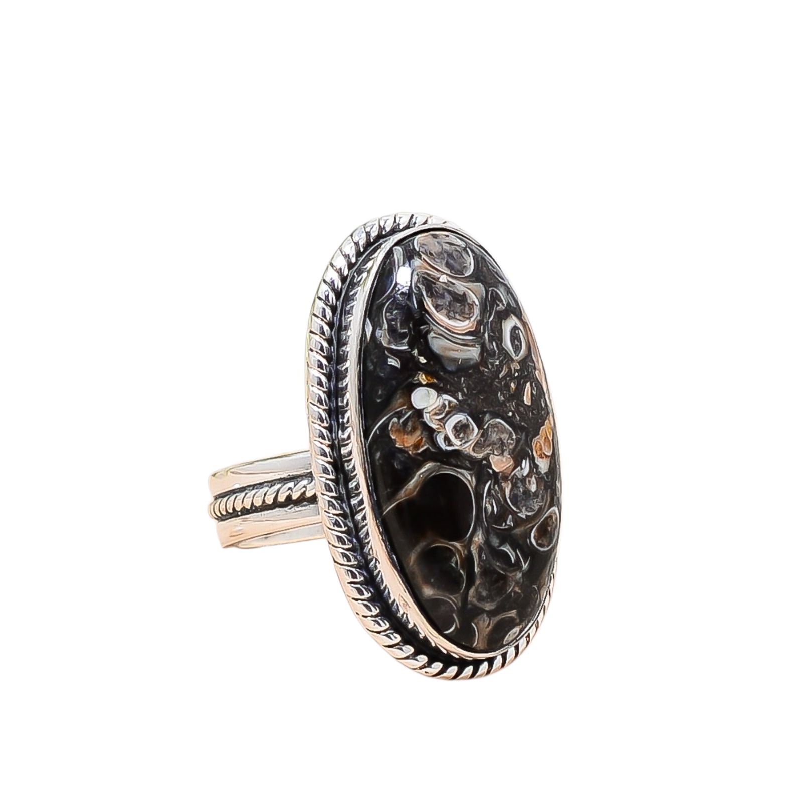 Turritella Agate - Wyoming 925 Sterling Silver Ring