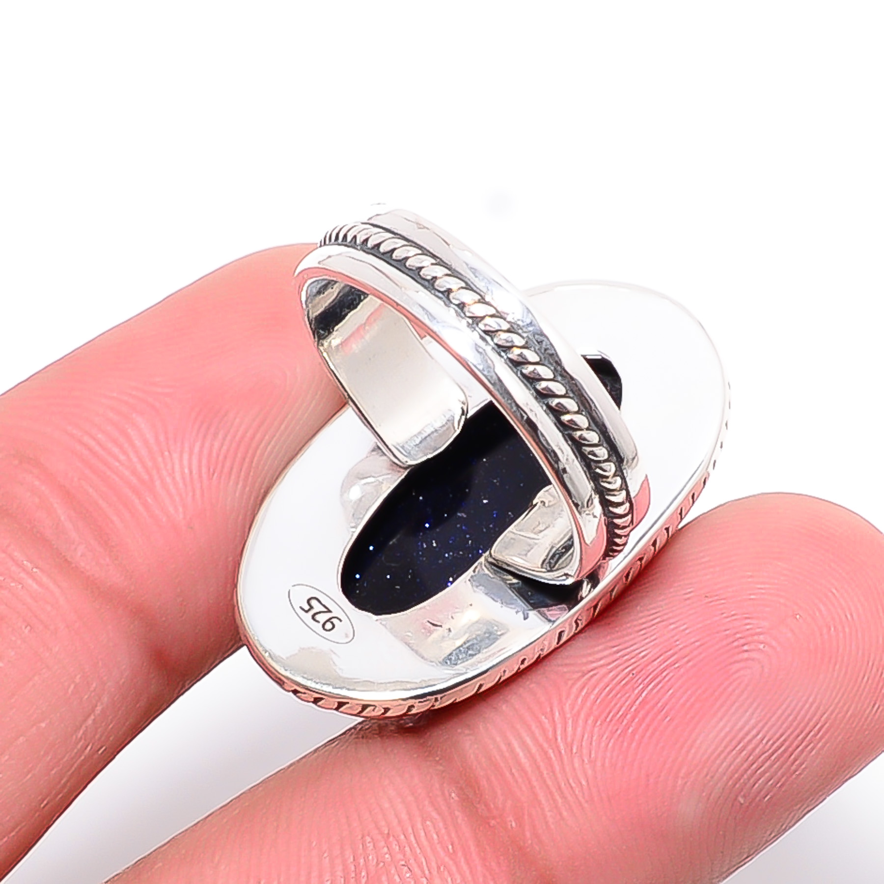 Blue Sunstone - Simulated 925 Sterling Silver Ring