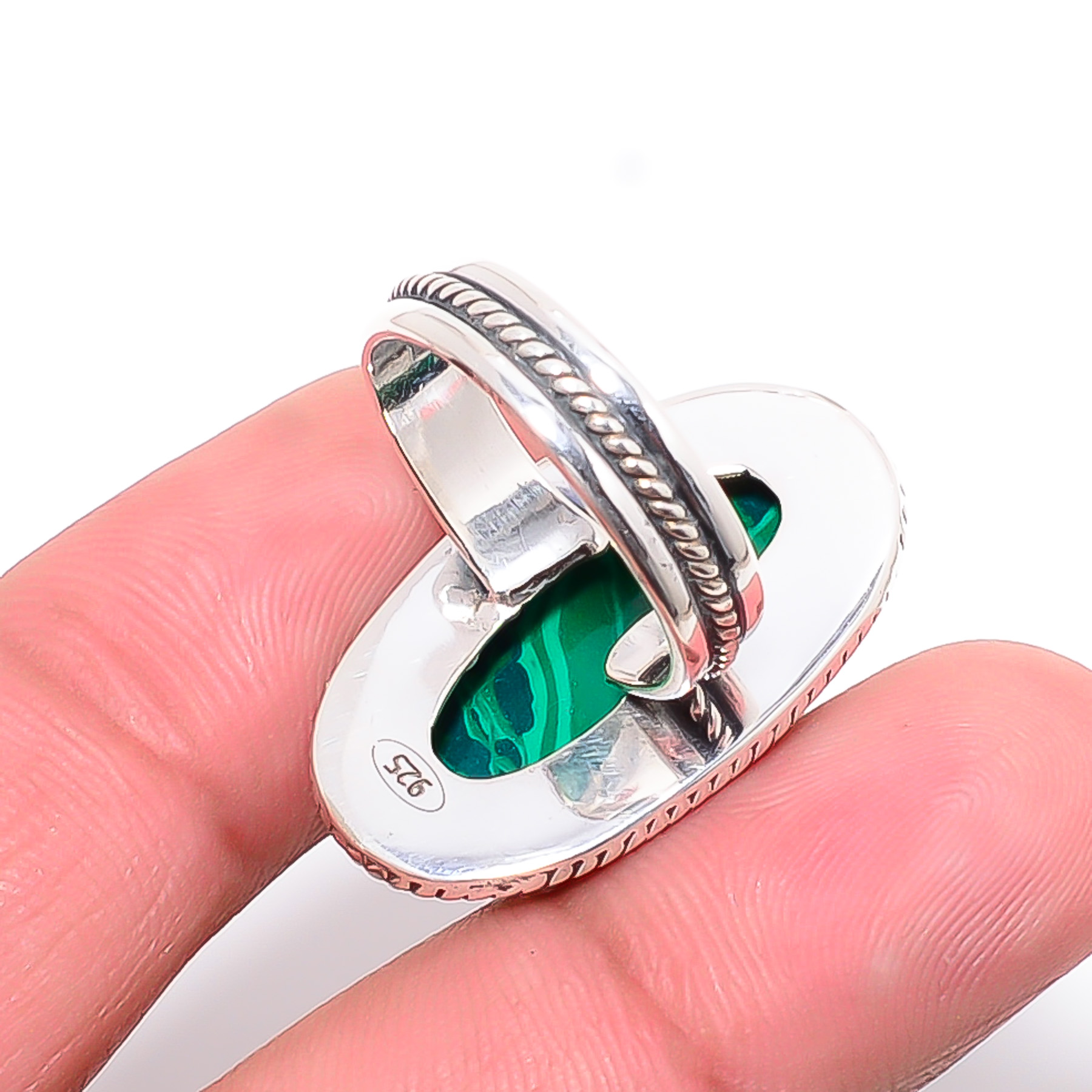 Malachite - Simulated 925 Sterling Silver Ring