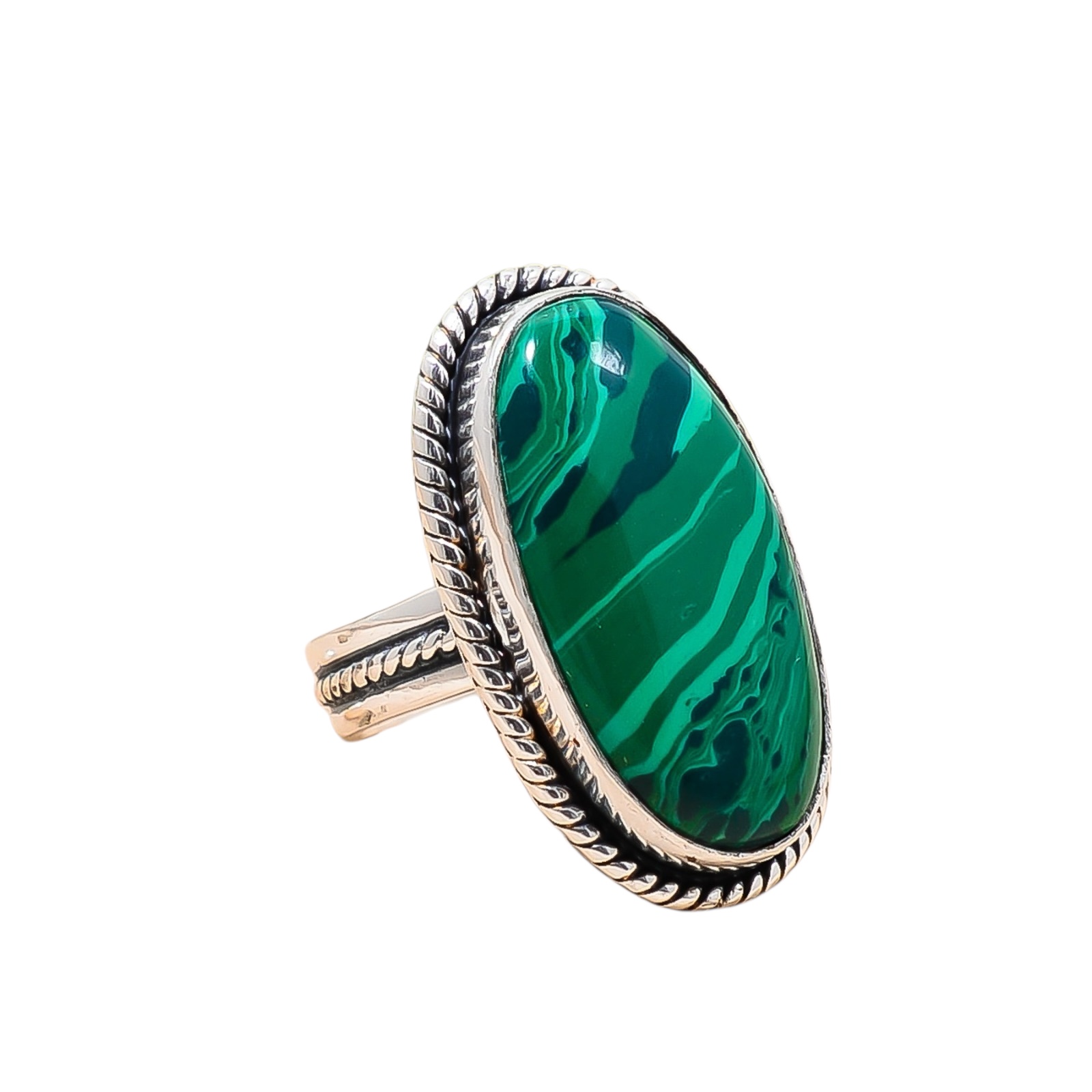 Malachite - Simulated 925 Sterling Silver Ring