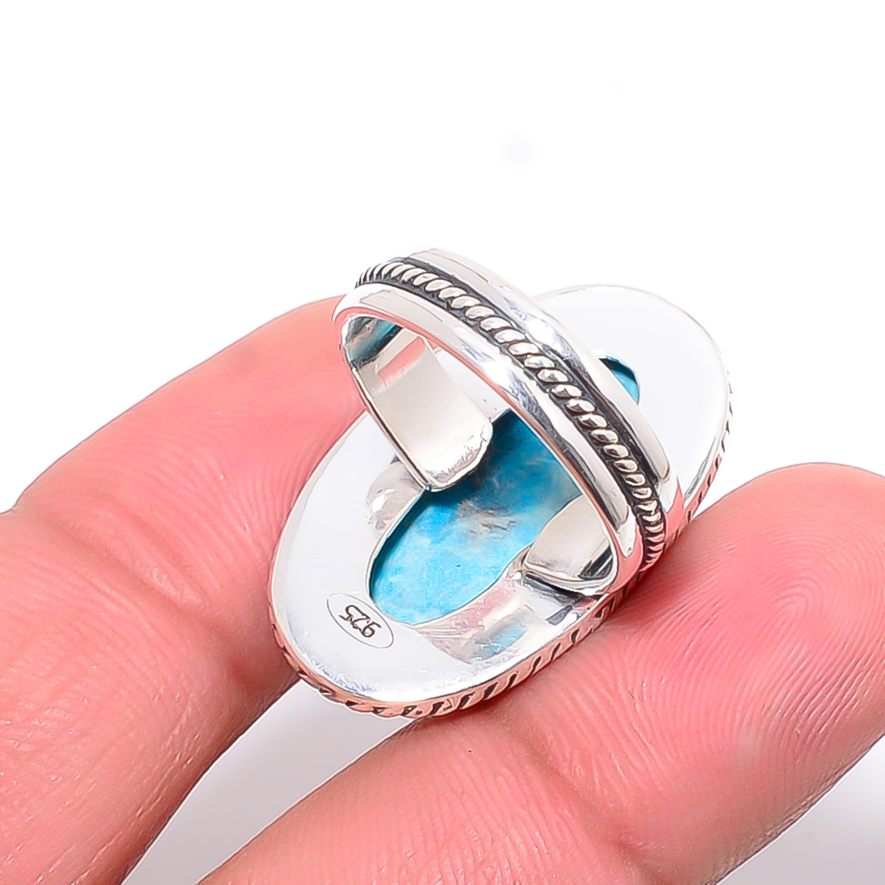 Larimar - Simulated 925 Sterling Silver Ring