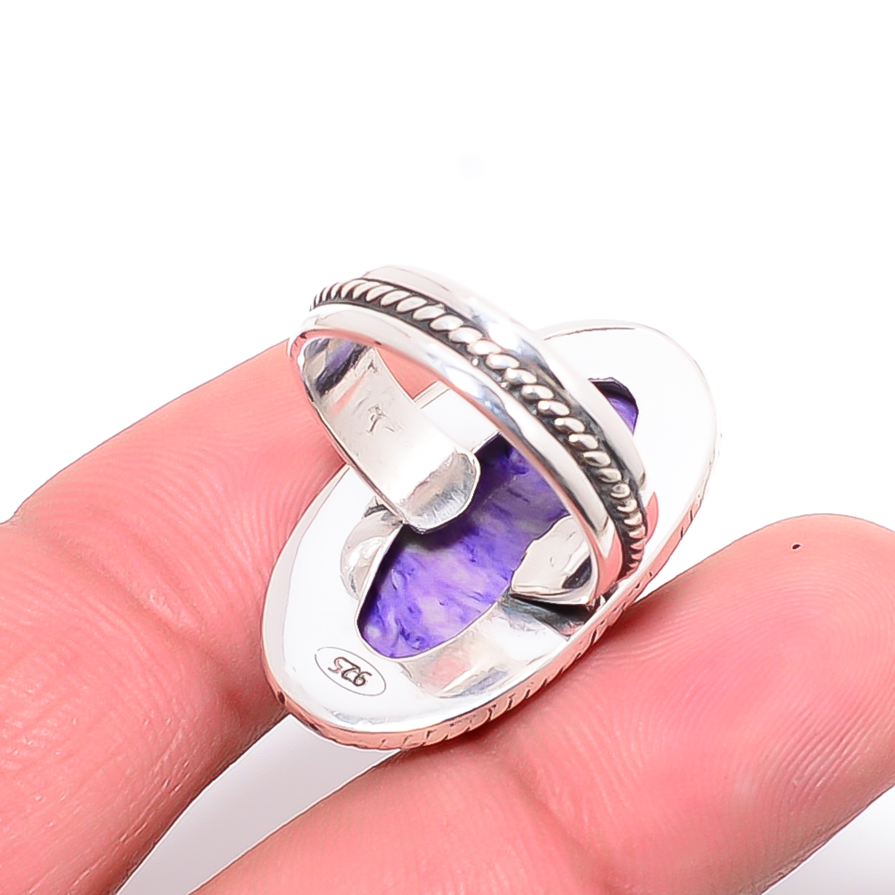 Purple Charoite - Simulated 925 Sterling Silver Ring