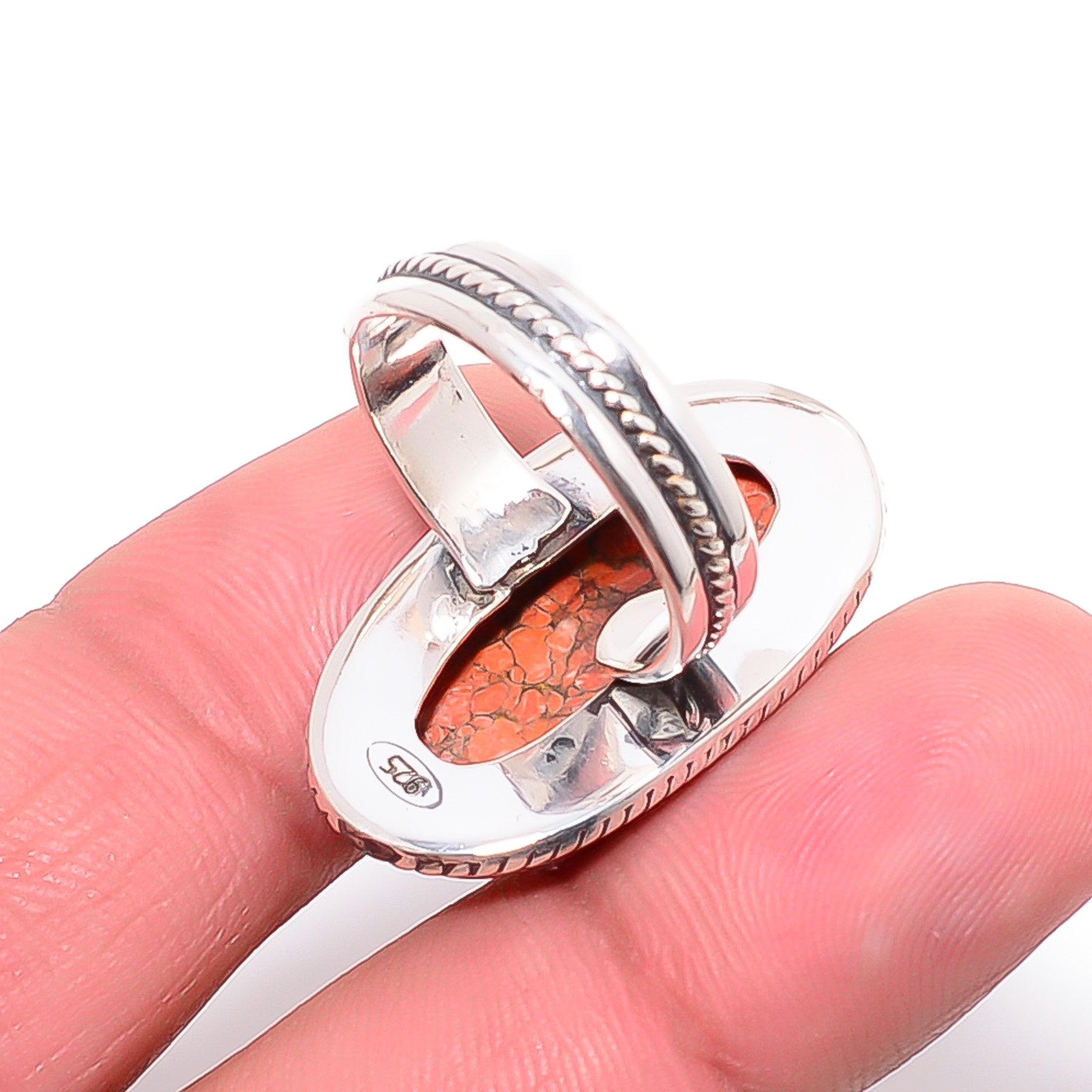Copper Red Turquoise - Simulated 925 Sterling Silver Ring