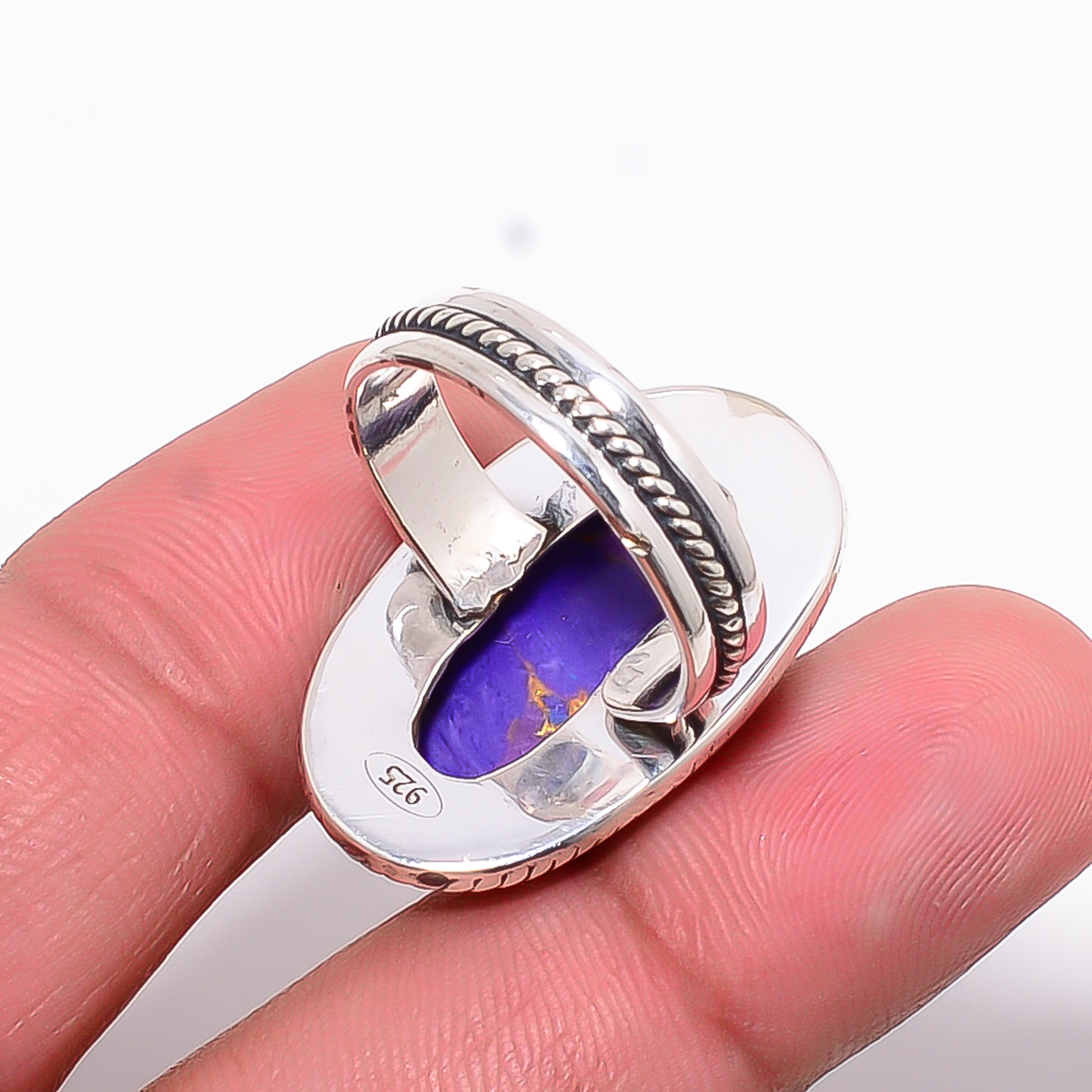 Copper Purple Turquoise - Simulated 925 Sterling Silver Ring