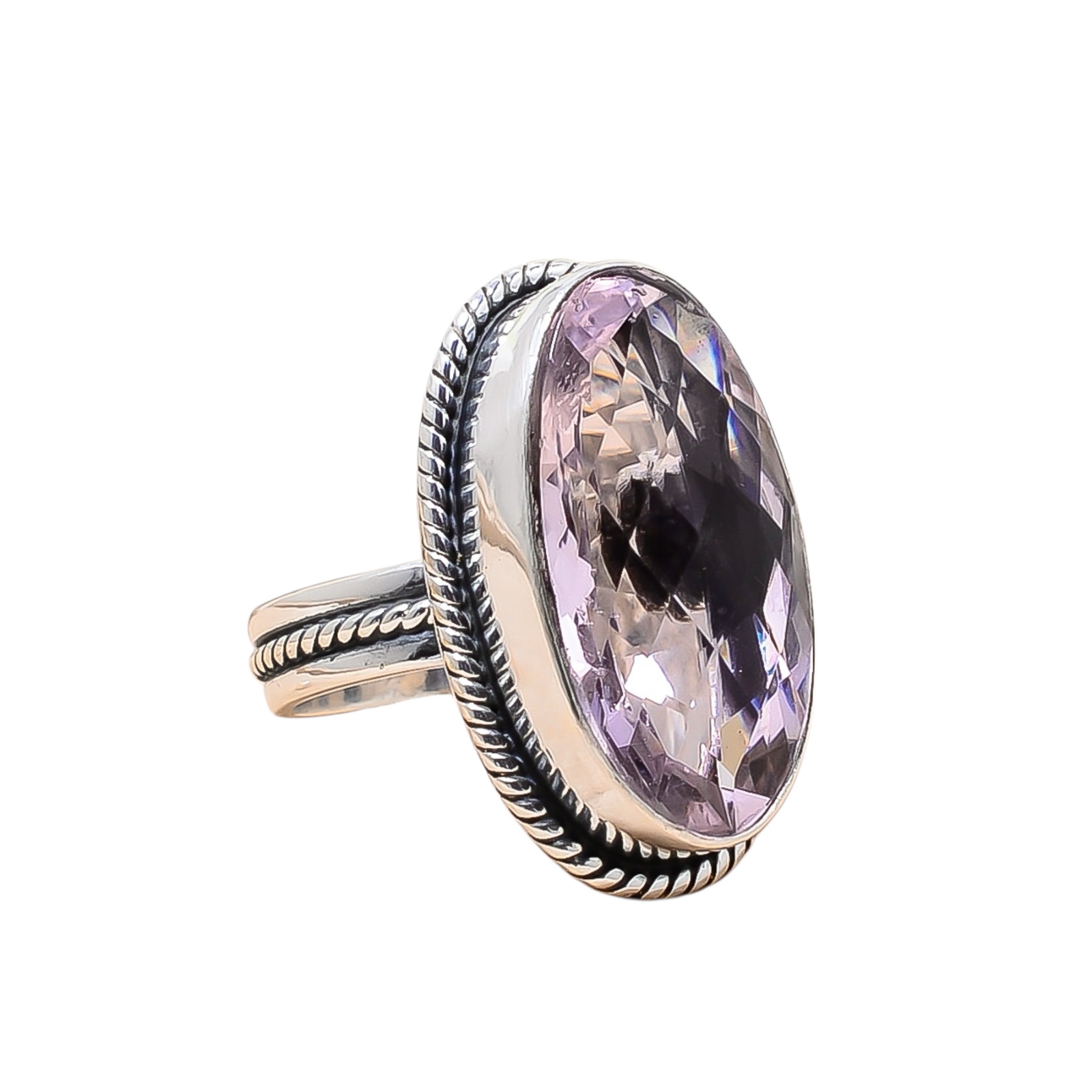 Pink Kunzite - Simulated 925 Sterling Silver Ring