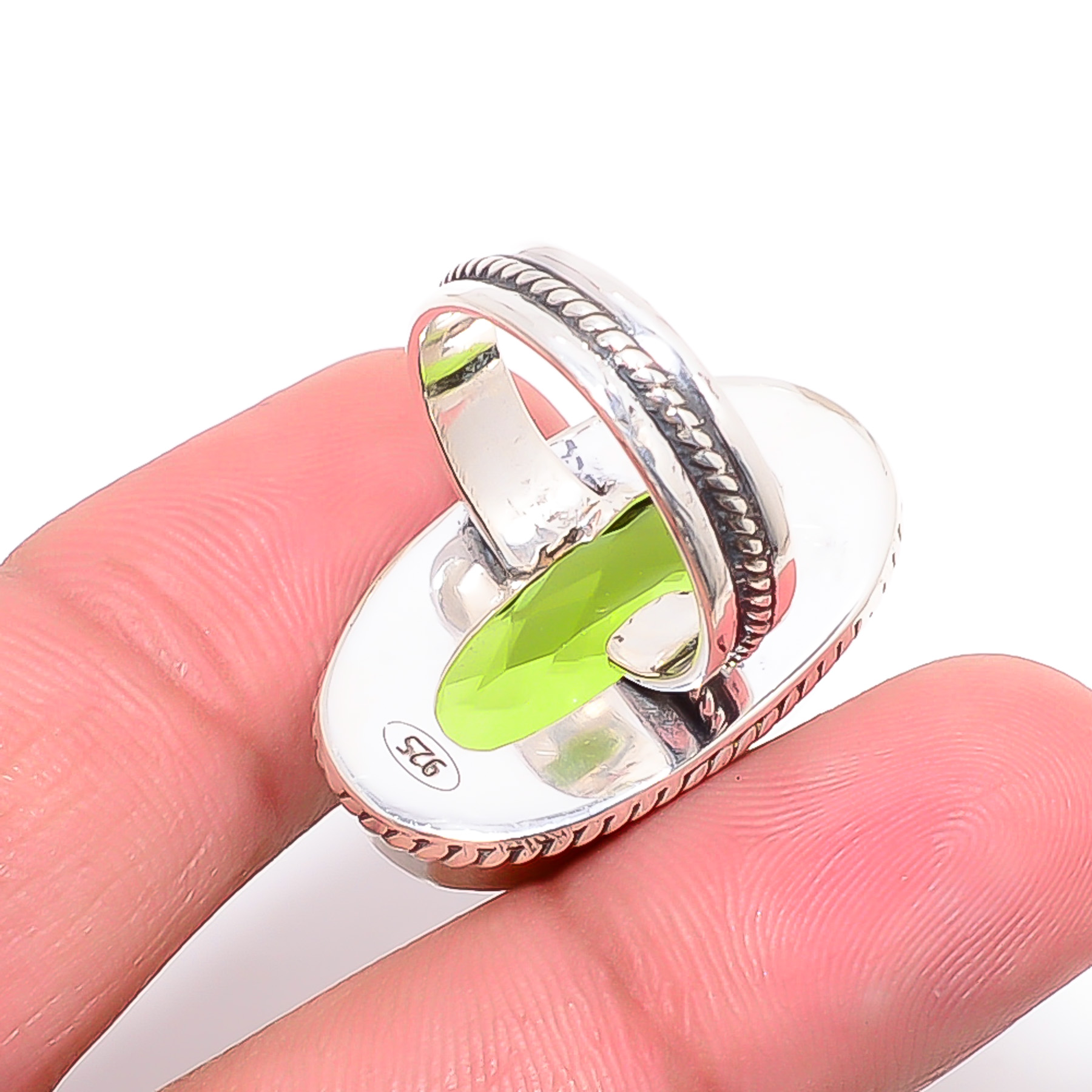 Peridot - Simulated 925 Sterling Silver Ring