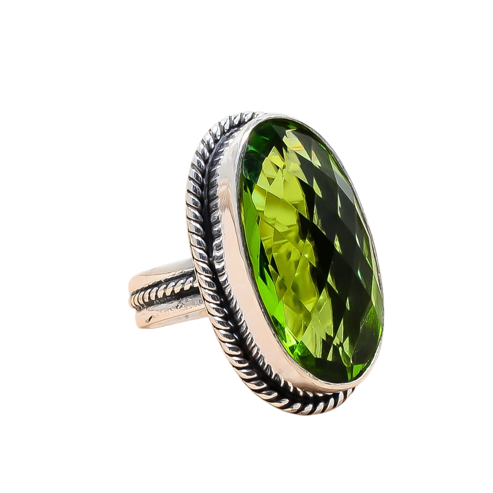 Peridot - Simulated 925 Sterling Silver Ring