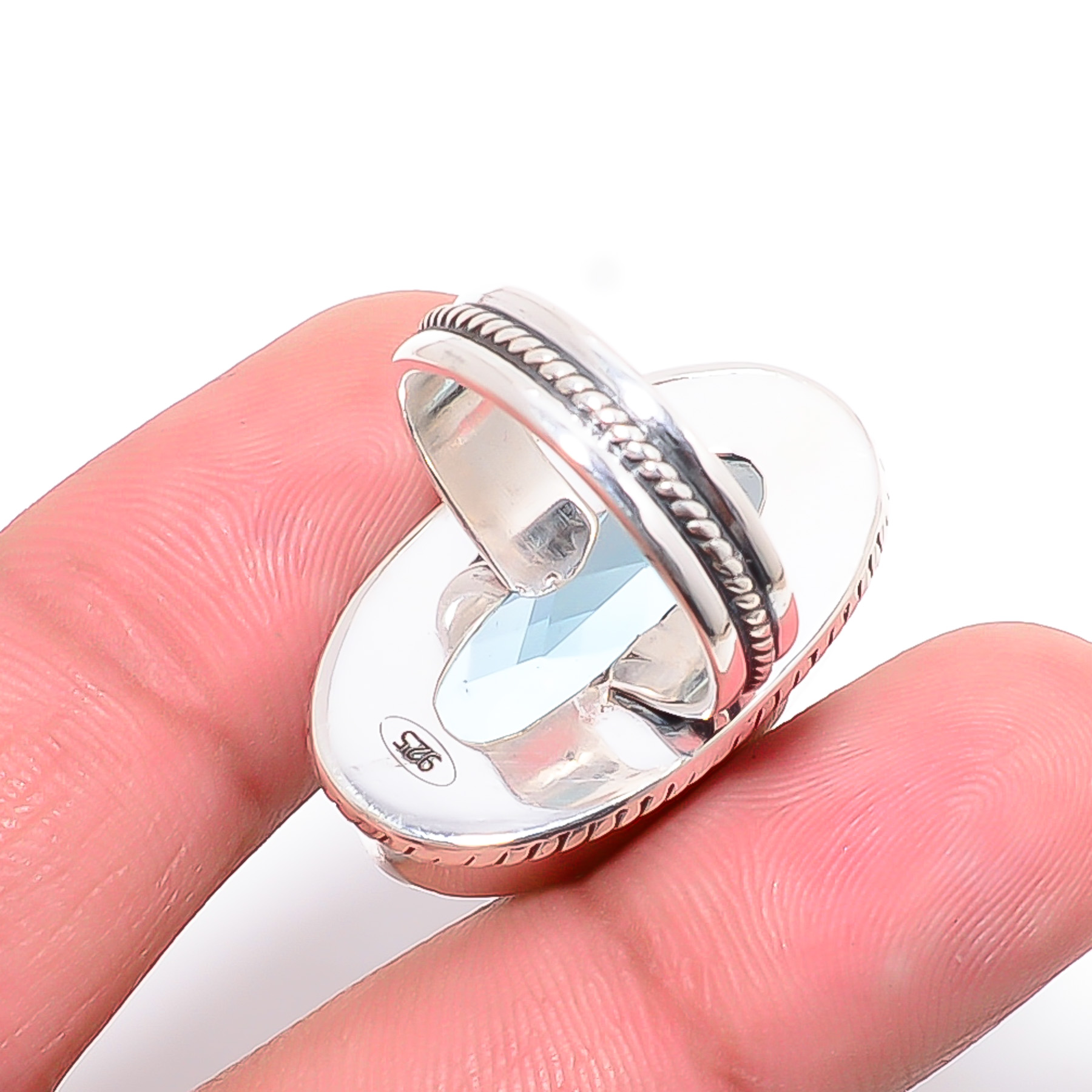 Blue Topaz - Simulated 925 Sterling Silver Ring