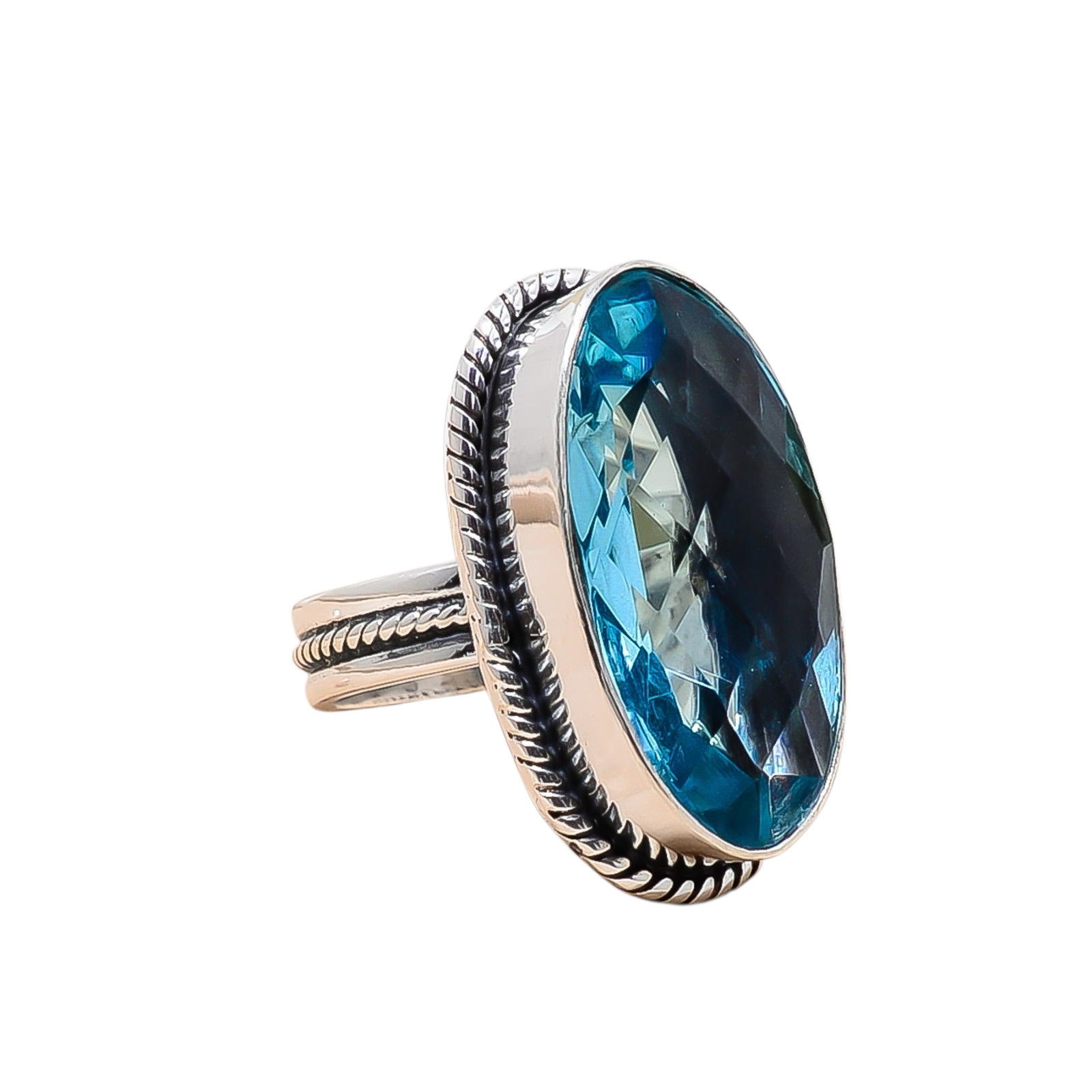 Blue Topaz - Simulated 925 Sterling Silver Ring