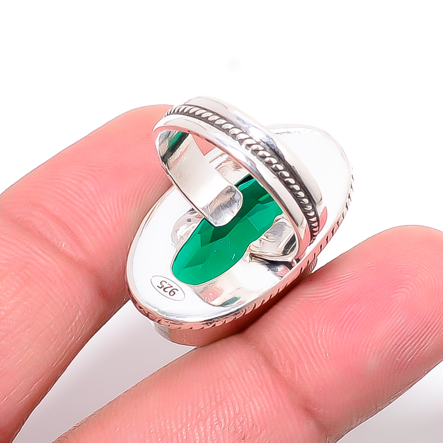 Chrome Diopside - Simulated 925 Sterling Silver Ring