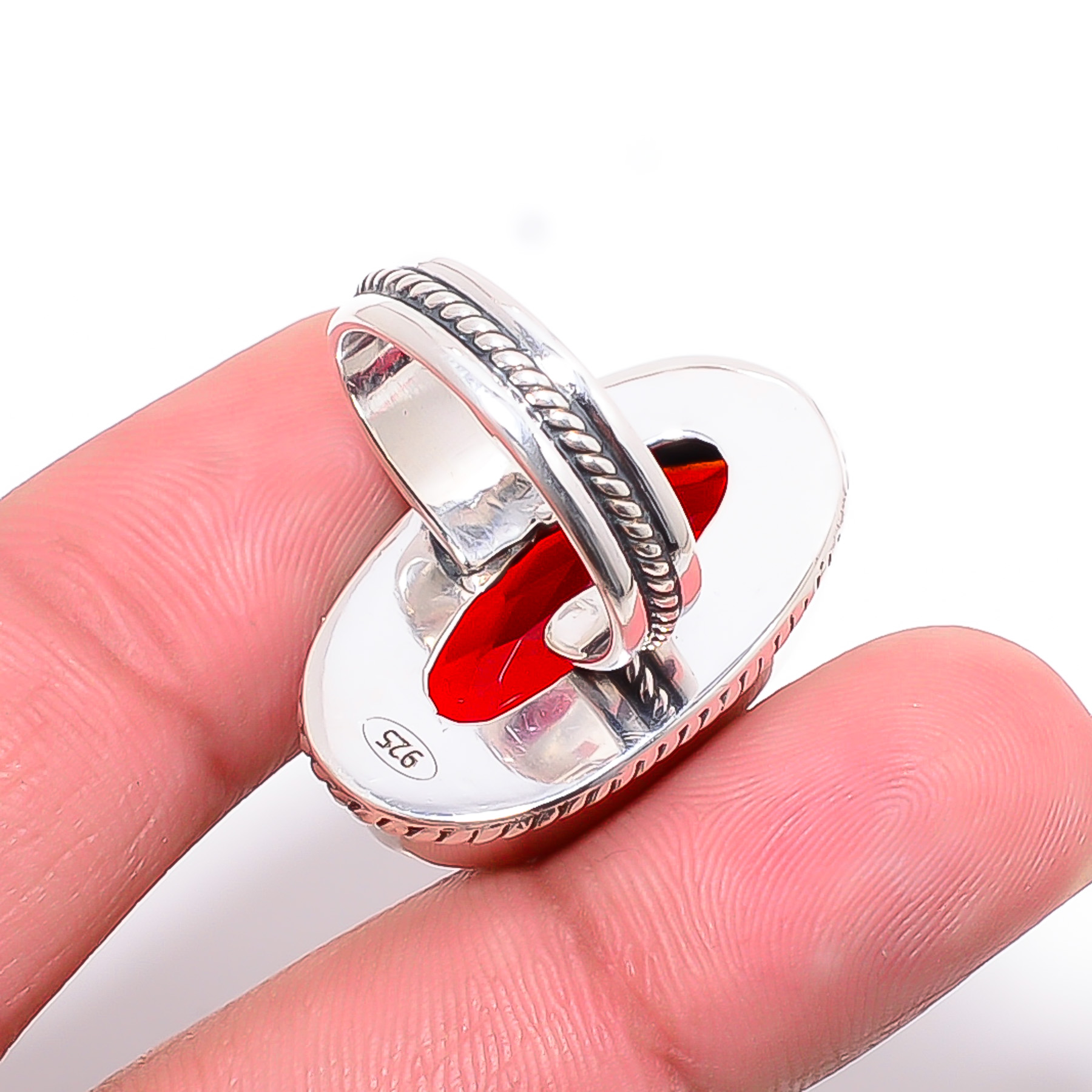 Red Garnet - Simulated 925 Sterling Silver Ring