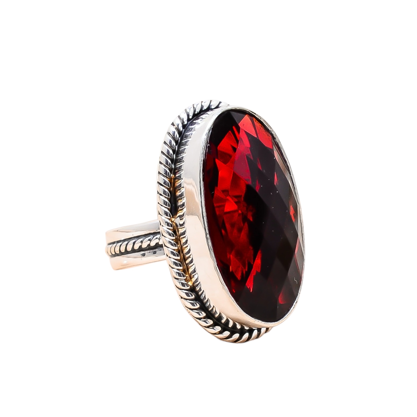 Red Garnet - Simulated 925 Sterling Silver Ring